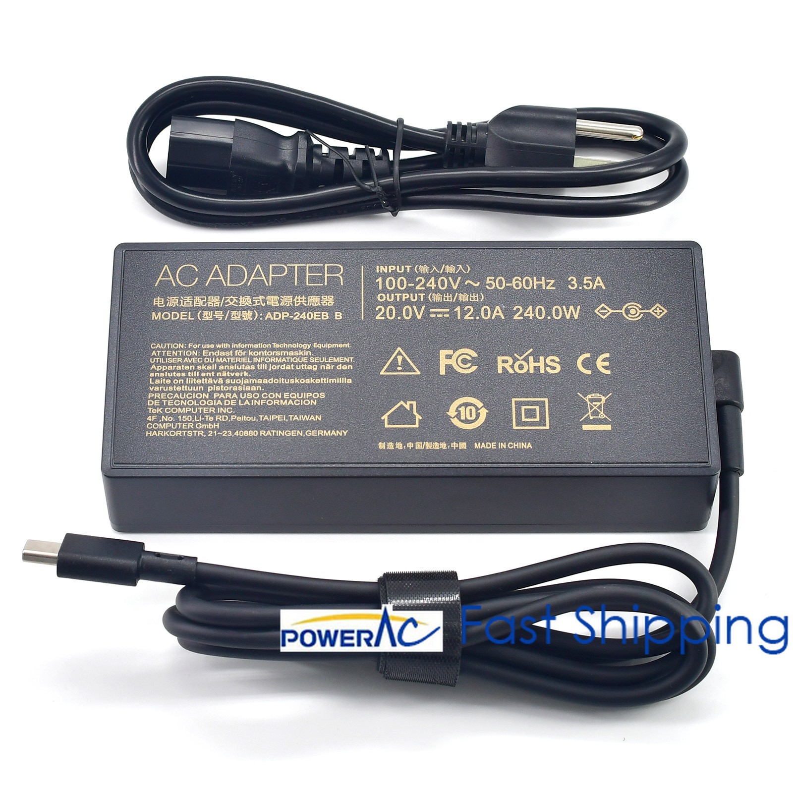 240W Charger Adapter for ASUS TUF Gaming A14 (2024 2025) FA401WU Rectangle Tip
