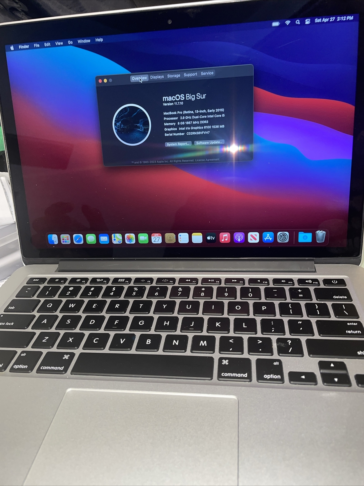 Apple MacBook Pro A1502 13.3″ (512GB HDD, Intel Core i5-4210U, 2.90 GHz, 8GB…