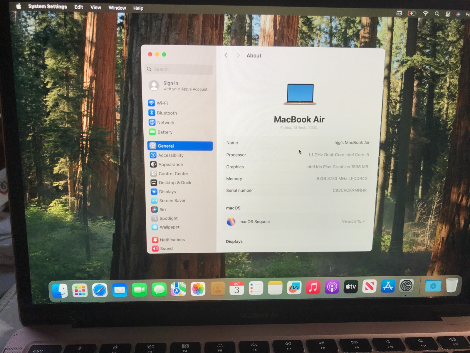 Apple MacBook Air 13″ i3 1.1Ghz  8GB 256GB Gold  2020 A2179 USED Read* #317