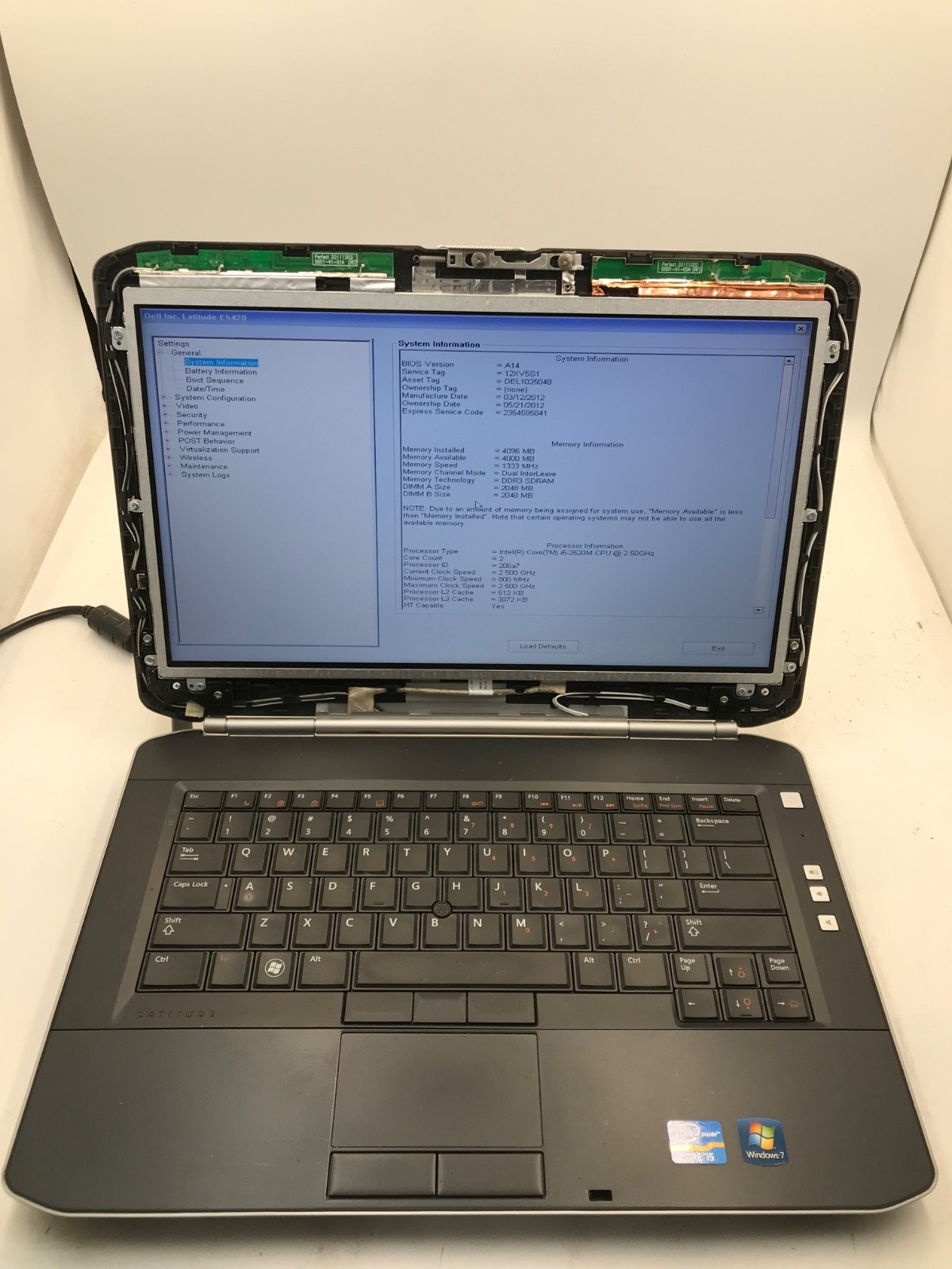 Dell Latitude E5420 Intel i5-2520M 14″ – BOOTS TO BIOS/MISSING BEZEL -MZ