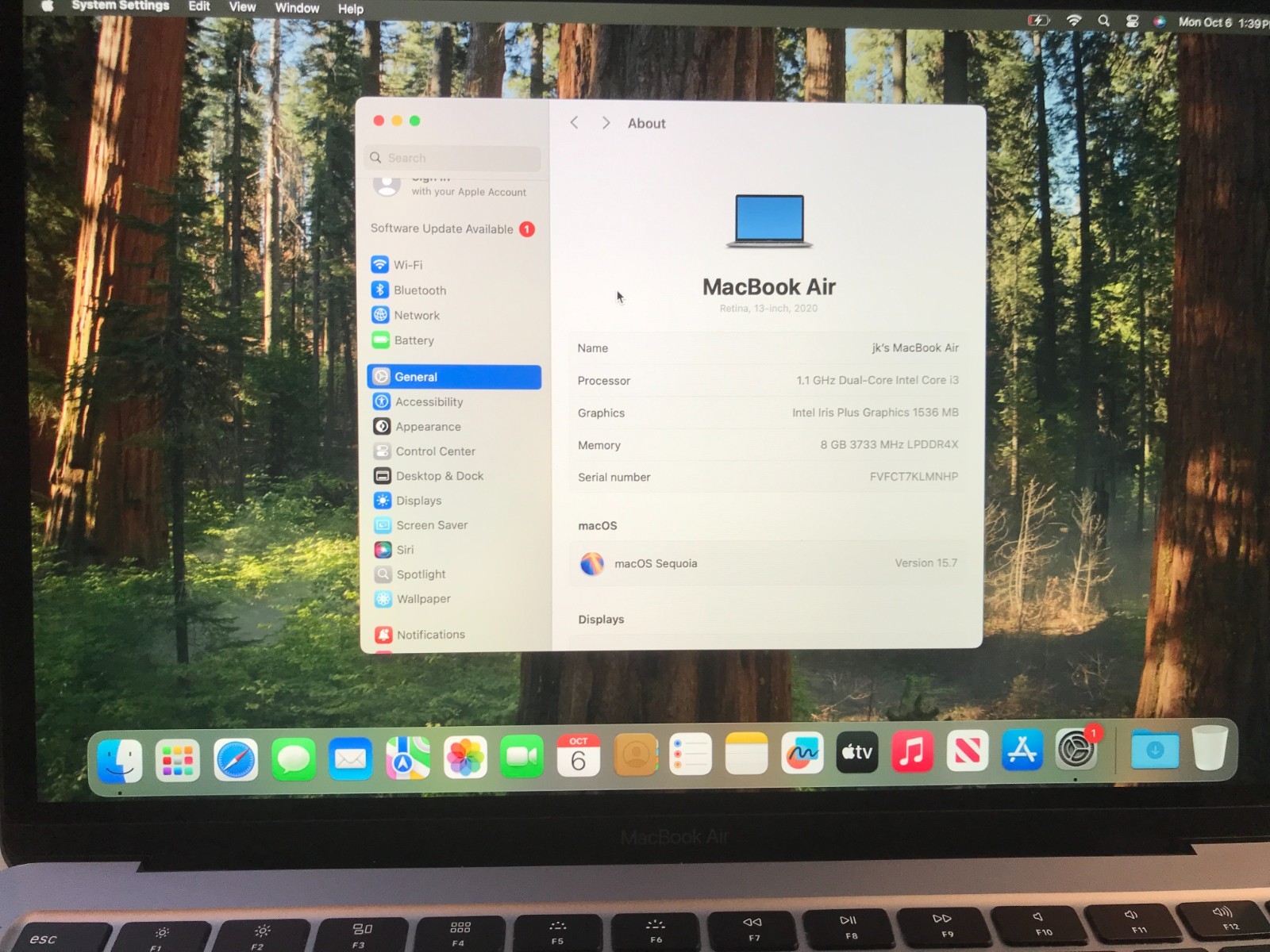 Apple MacBook Air 13″  i3 1.1GHz 8GB 256GB Gray A2179 2020 USED #373