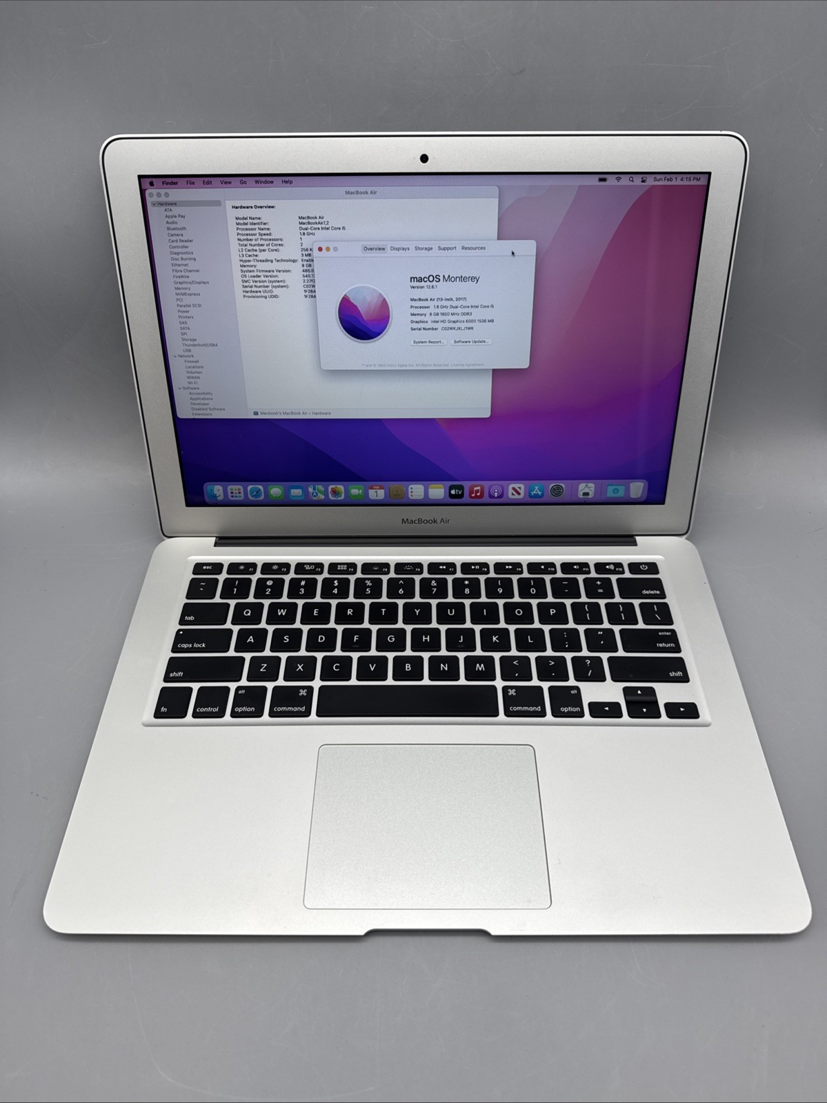 Apple MacBook Air A1466 2017 Dual Core i5 1.8 GHz 8GB RAM 256 GB SSD- Read
