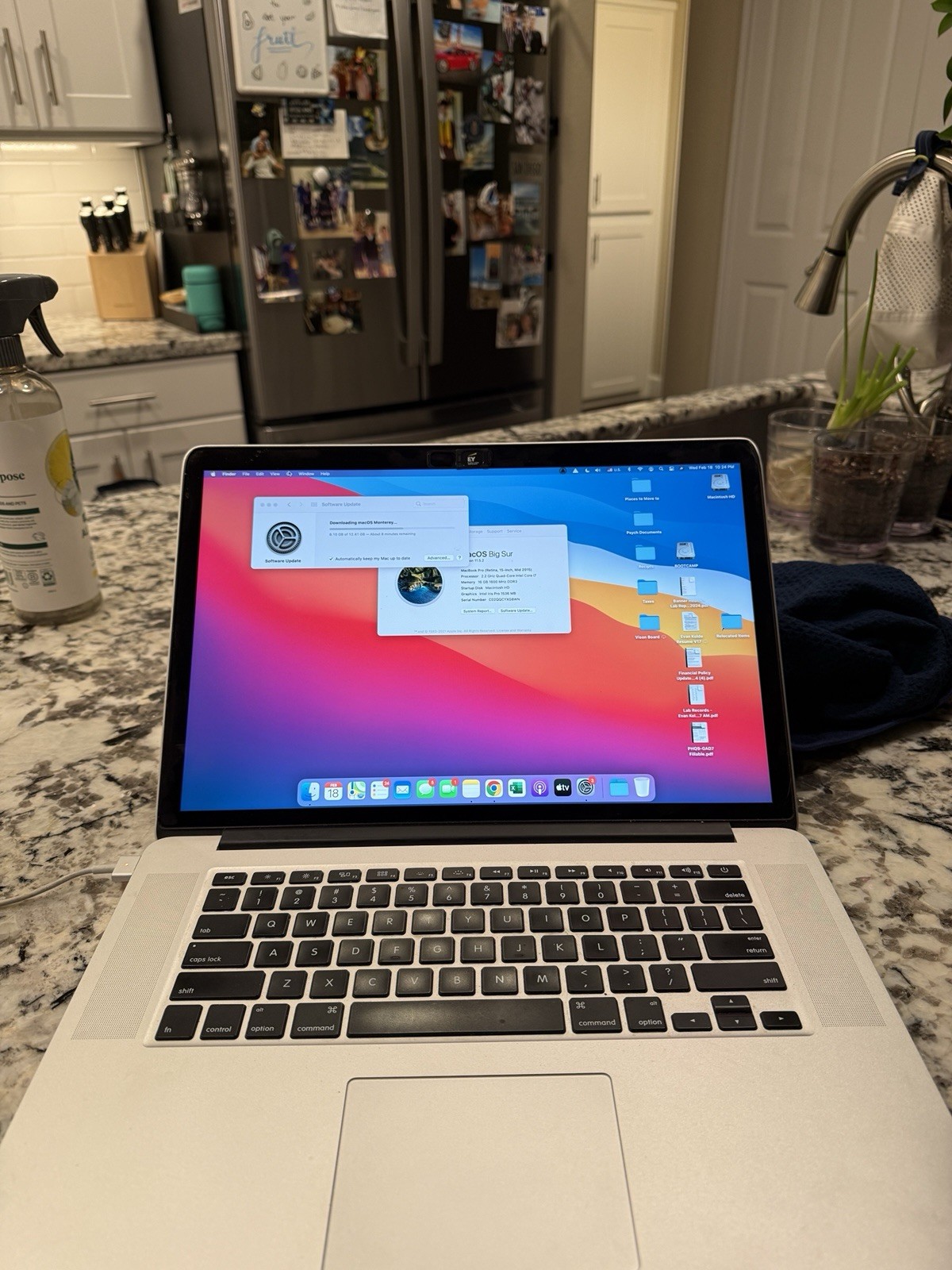 Apple MacBook Pro 15-inch Silver macOS Monterey Backlit Keyboard Intel i7