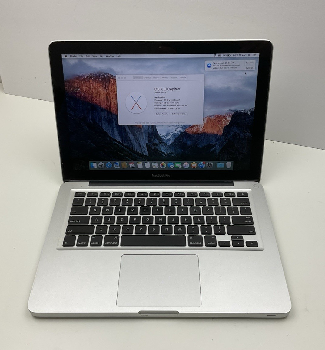 Apple MacBook Pro A1278 13″ Intel Core i7 2.7Ghz CPU 4GB RAM 250G HDD OSX