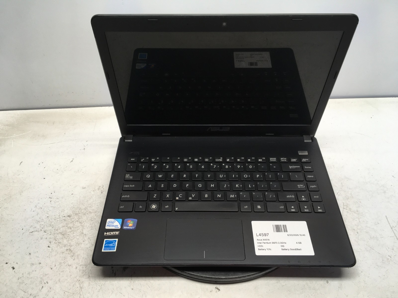 Asus X401A Intel Pentium B970 2.3GHz 4 GB NO HDD/Battery