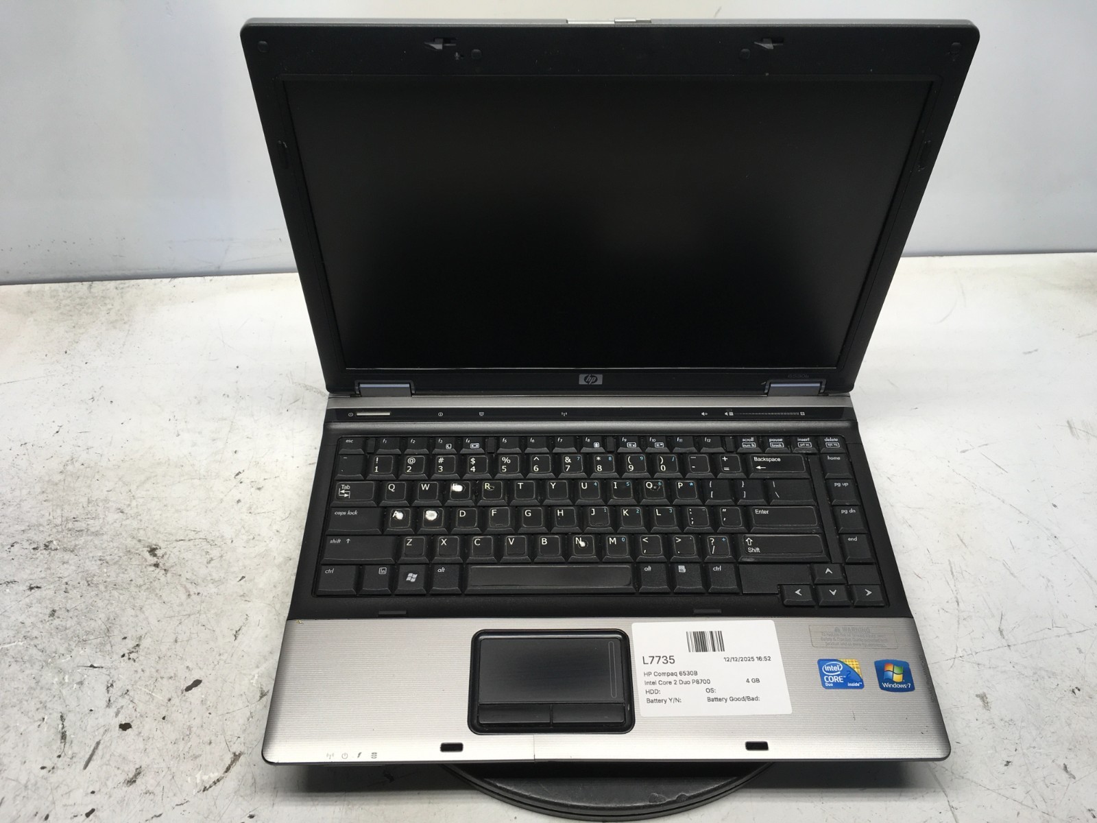HP Compaq 6530B Intel Core 2 Duo P8700 2.53GHz 4 GB NO HDD