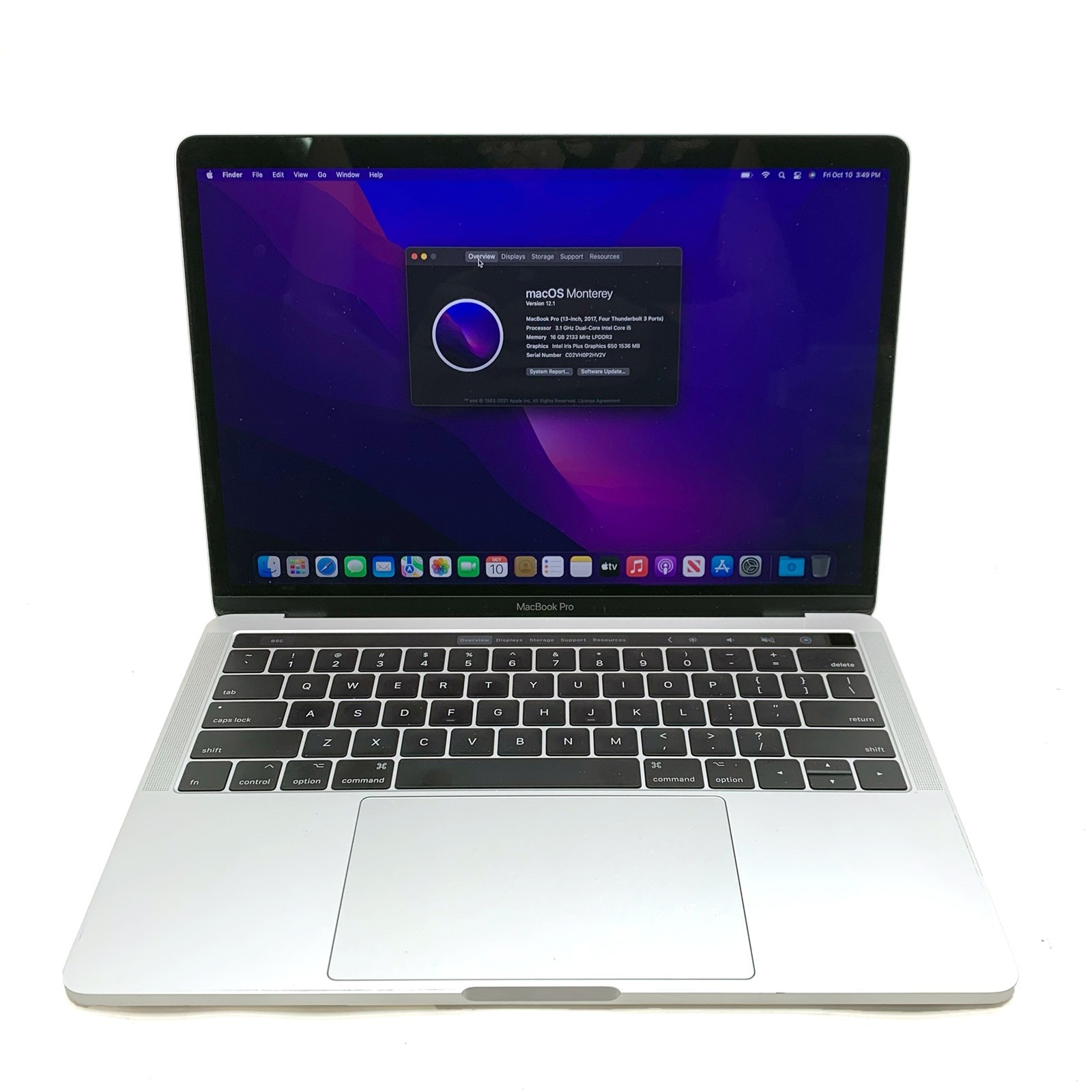 Apple Macbook Pro A1706 13″ Touch Retina QHD i5-7267U 3.1GHz 16GB 512GB Monterey