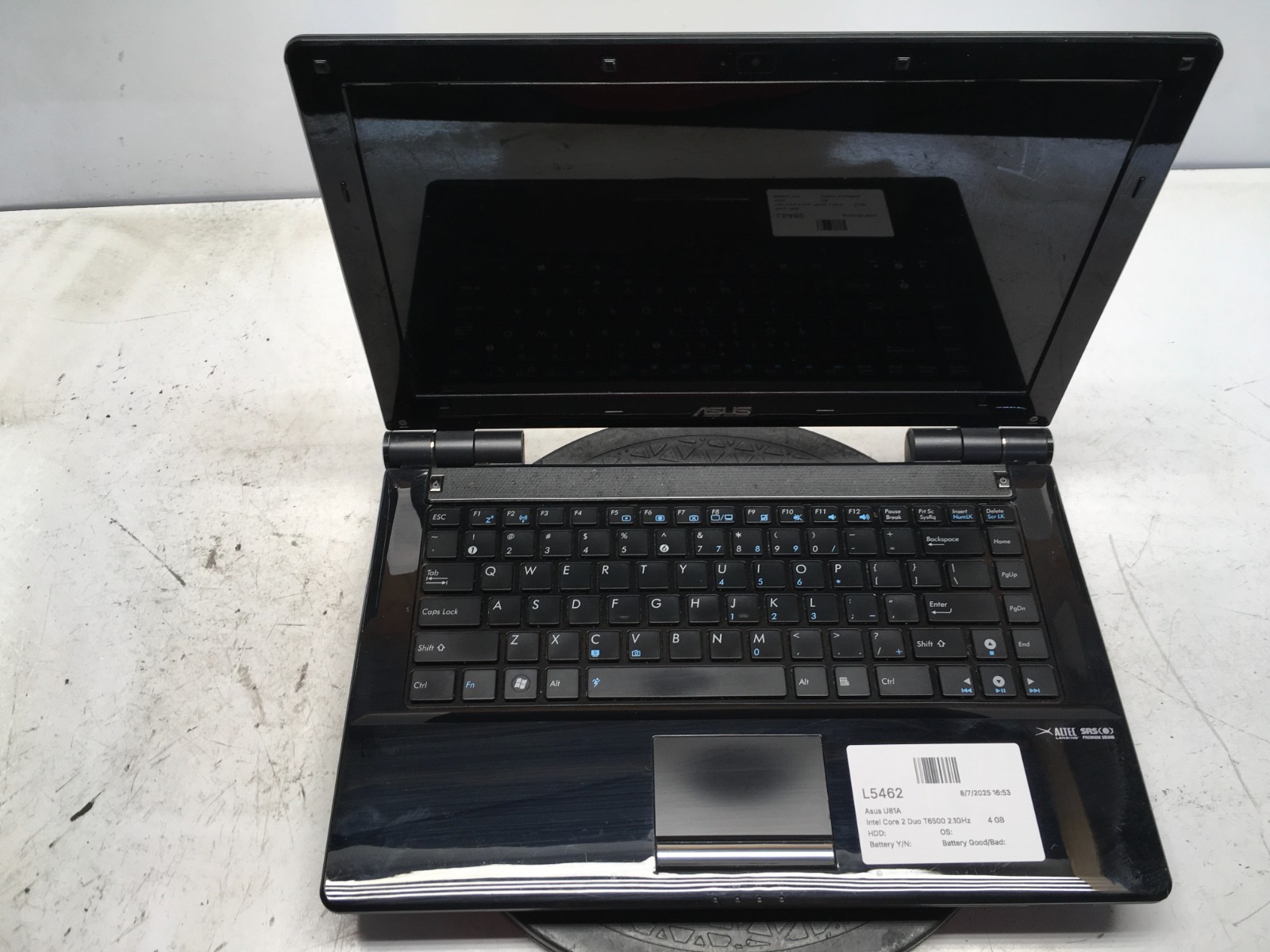 Asus U81A Intel Core 2 Duo T6500 2.1GHz 4 GB NO HDD