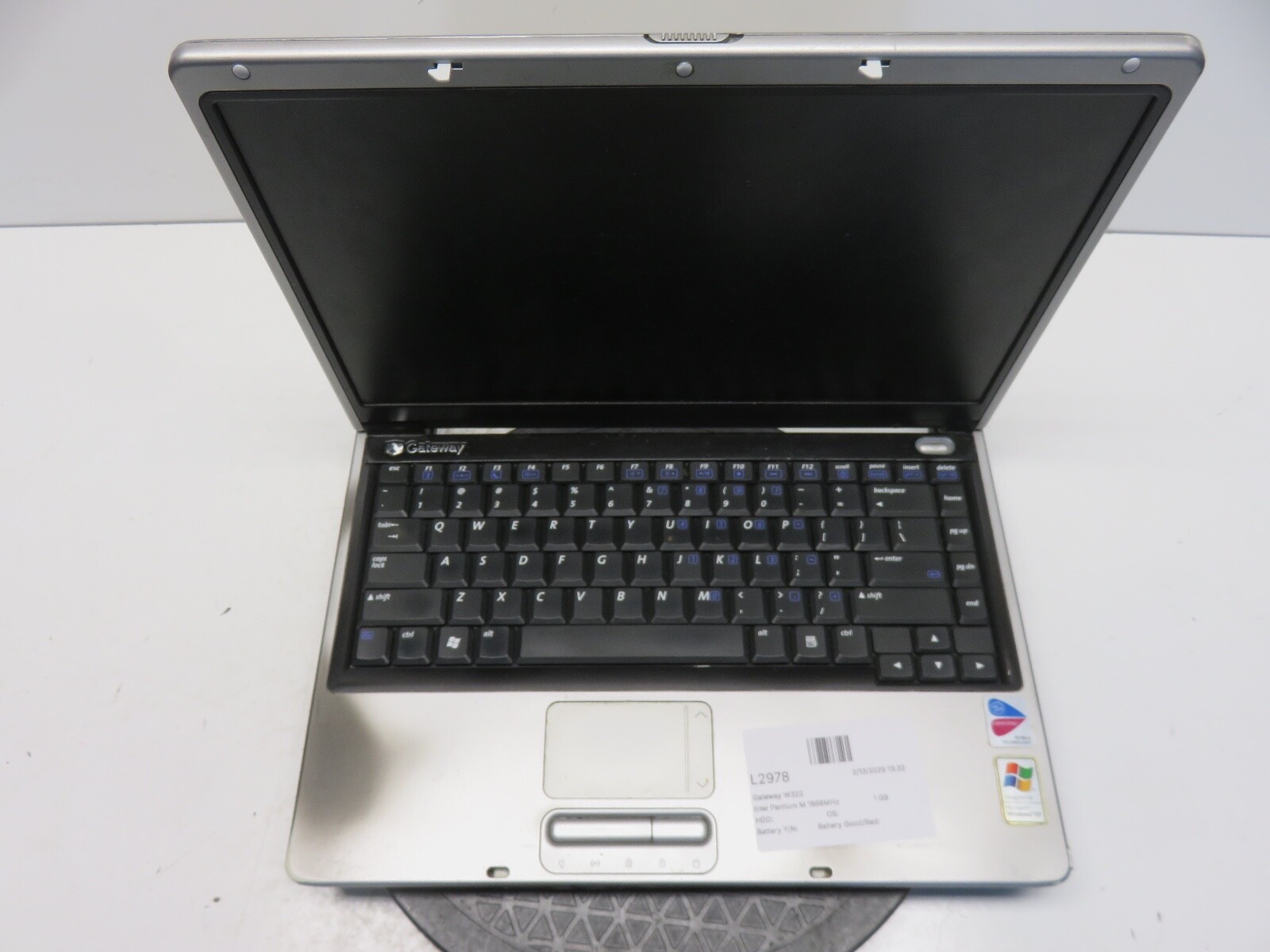 Gateway W322 Intel Pentium M 1866MHz 1 GB NO HDD No Batt