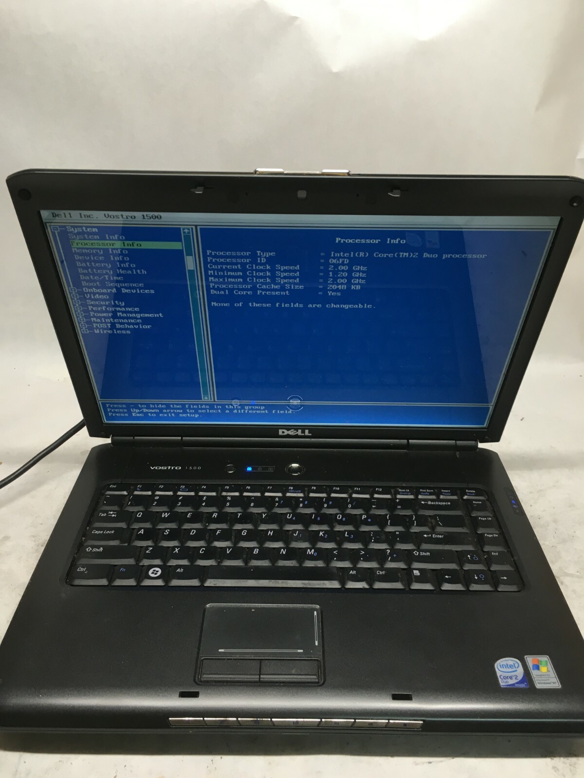 Dell Vostro 1500 15″ [FOR PARTS] Intel Core 2 Duo @ 2 GHz – JZ