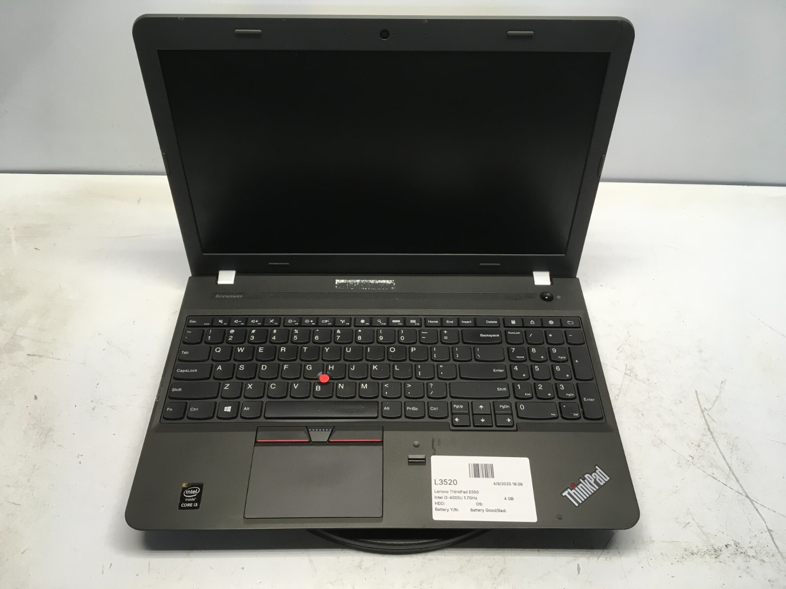 Lenovo ThinkPad E550 Intel i3-4005U 1.7GHz 4 GB NO HDD