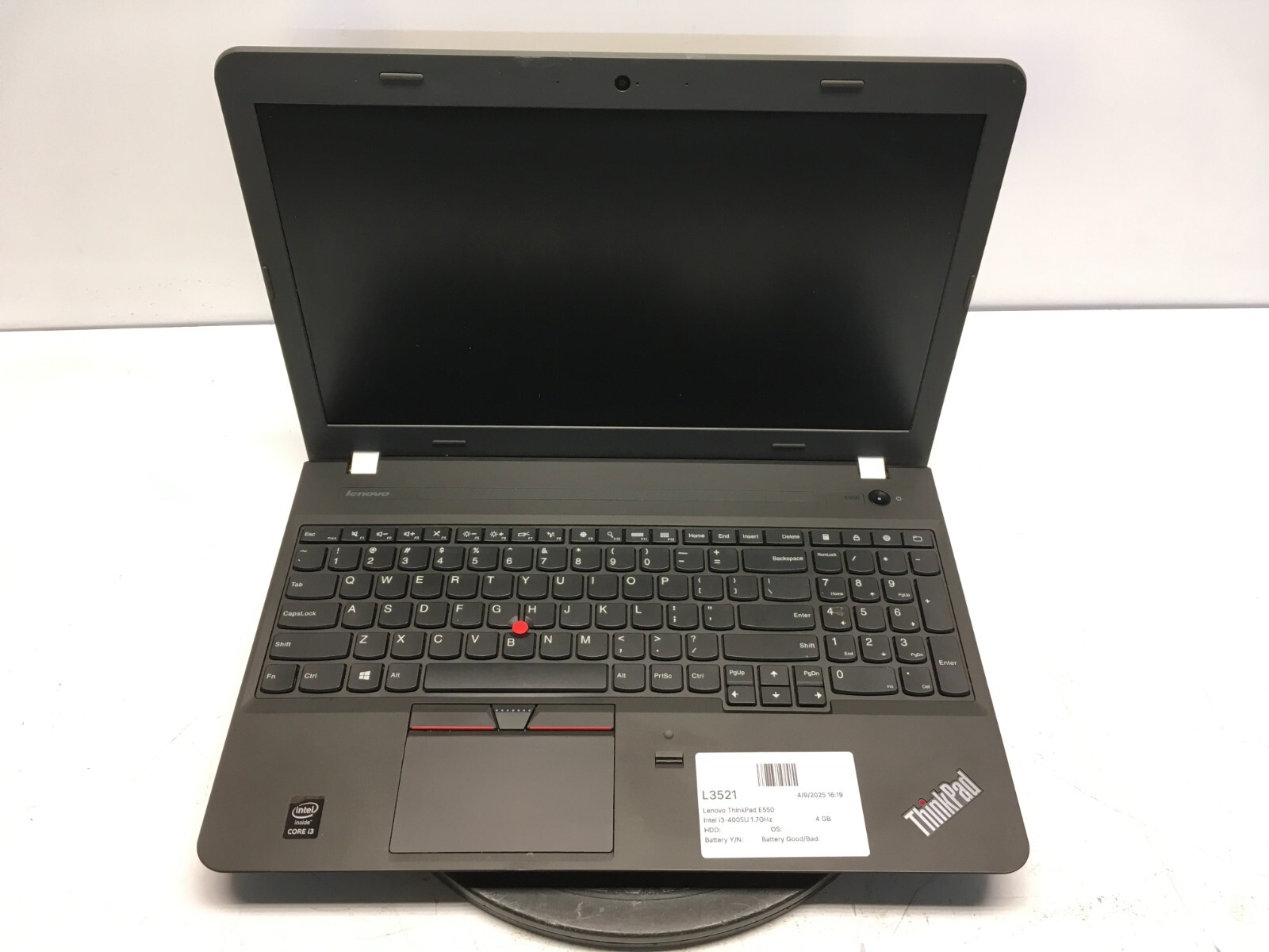 Lenovo ThinkPad E550 Intel i3-4005U 1.7GHz 4 GB NO HDD