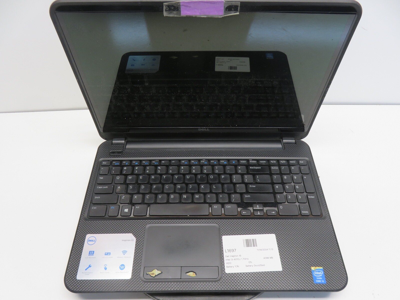 Dell Inspiron 15 3537 Laptop Intel Core i3-4010U 1.7GHz 4GB NO HDD No Batt
