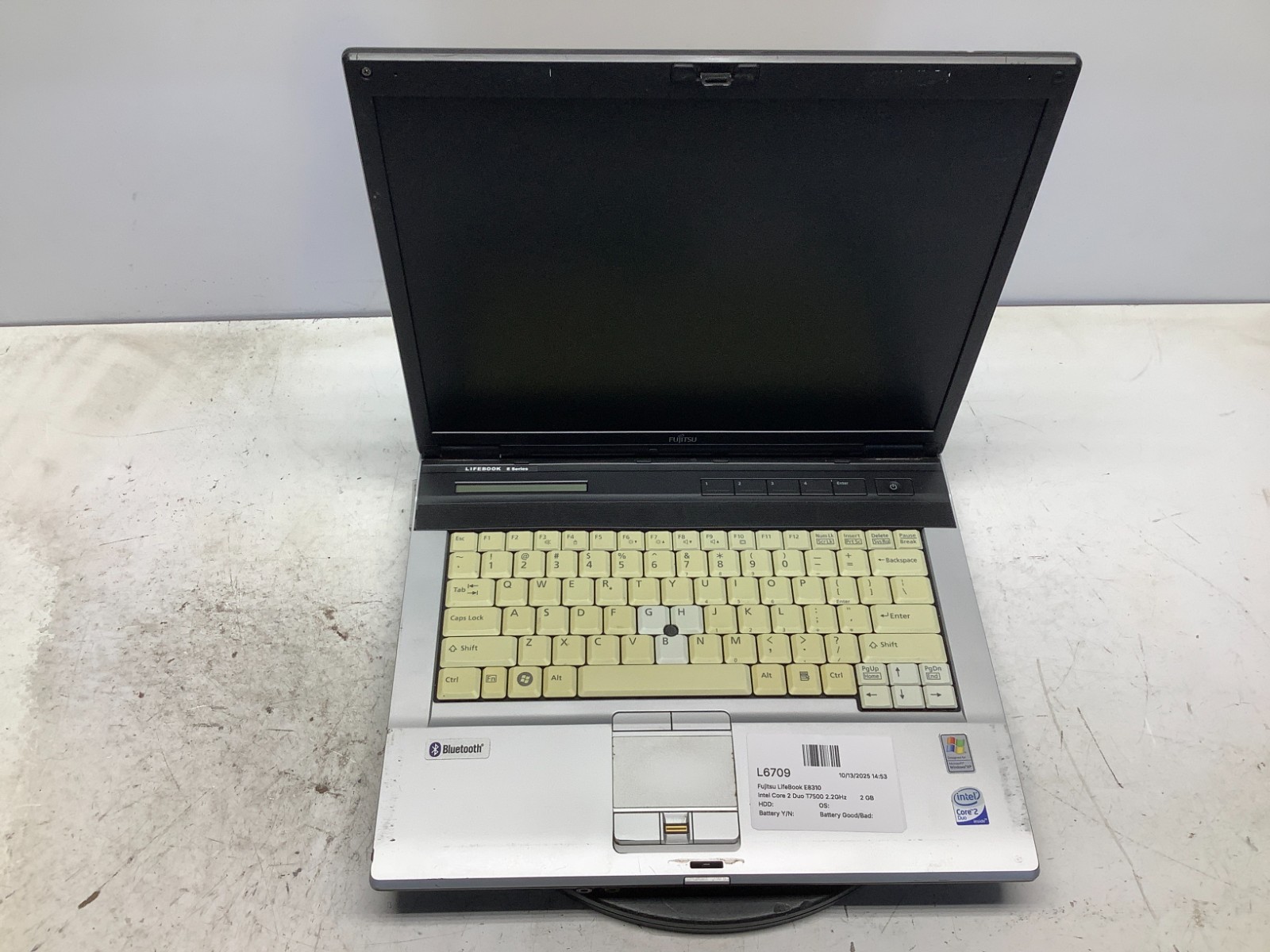 Fujitsu LifeBook E8310 Intel Core 2 Duo T7500 2.2GHz 2 GB NO HDD