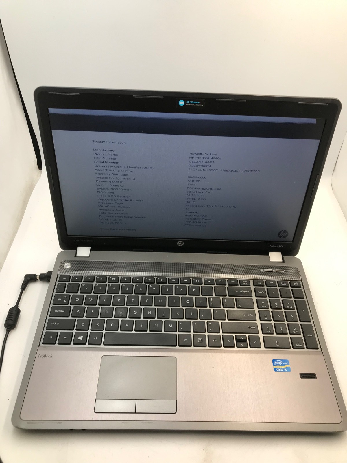 HP ProBook 4540 Intel Core i5-3210M 2.5GHz 15″ 4Gb RAM-BOOTS/DISPLAY ARTIFACT-MZ