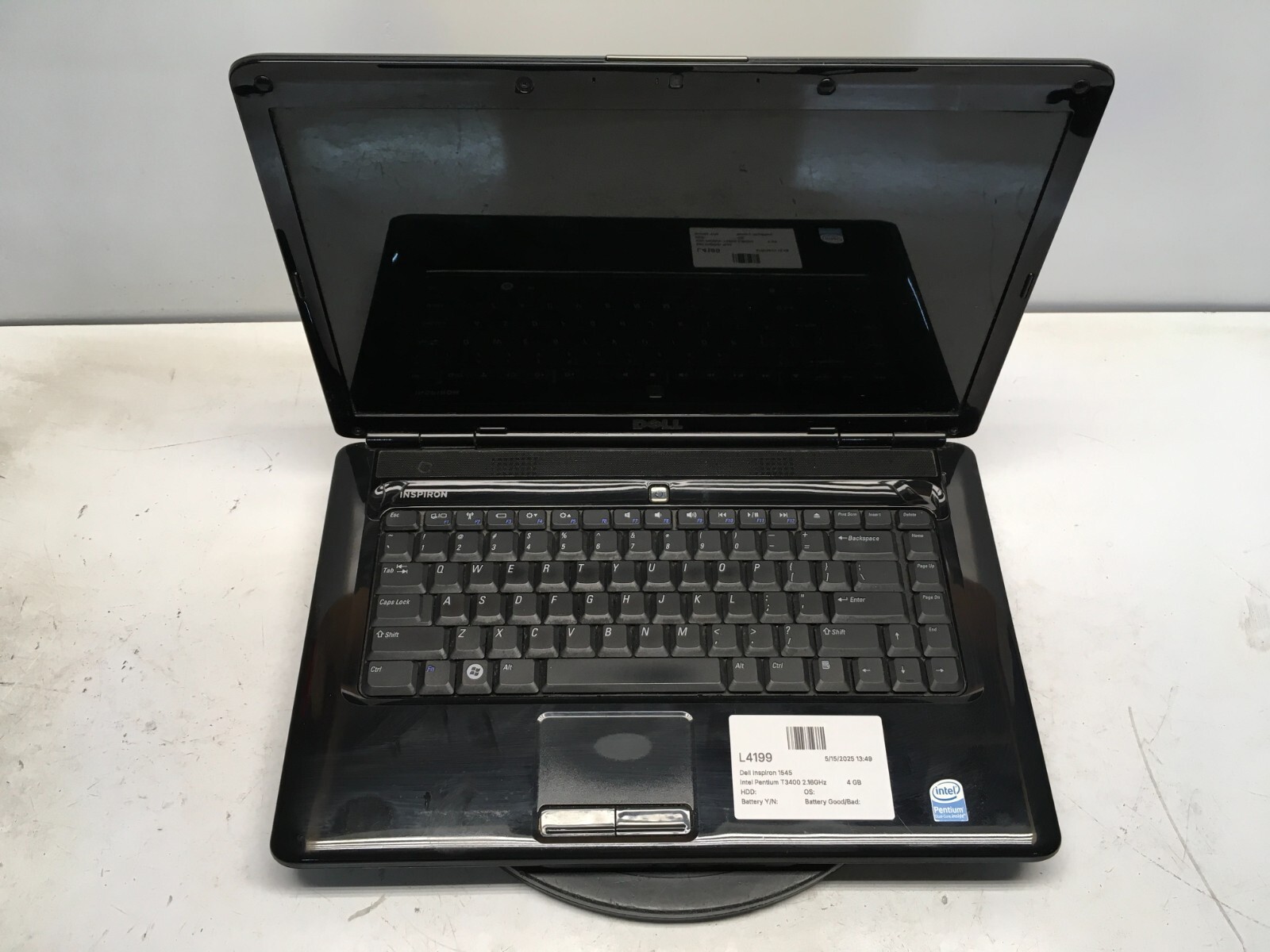 Dell Inspiron 1545 Intel Pentium T3400 2.16GHz 4 GB NO HDD No Batt