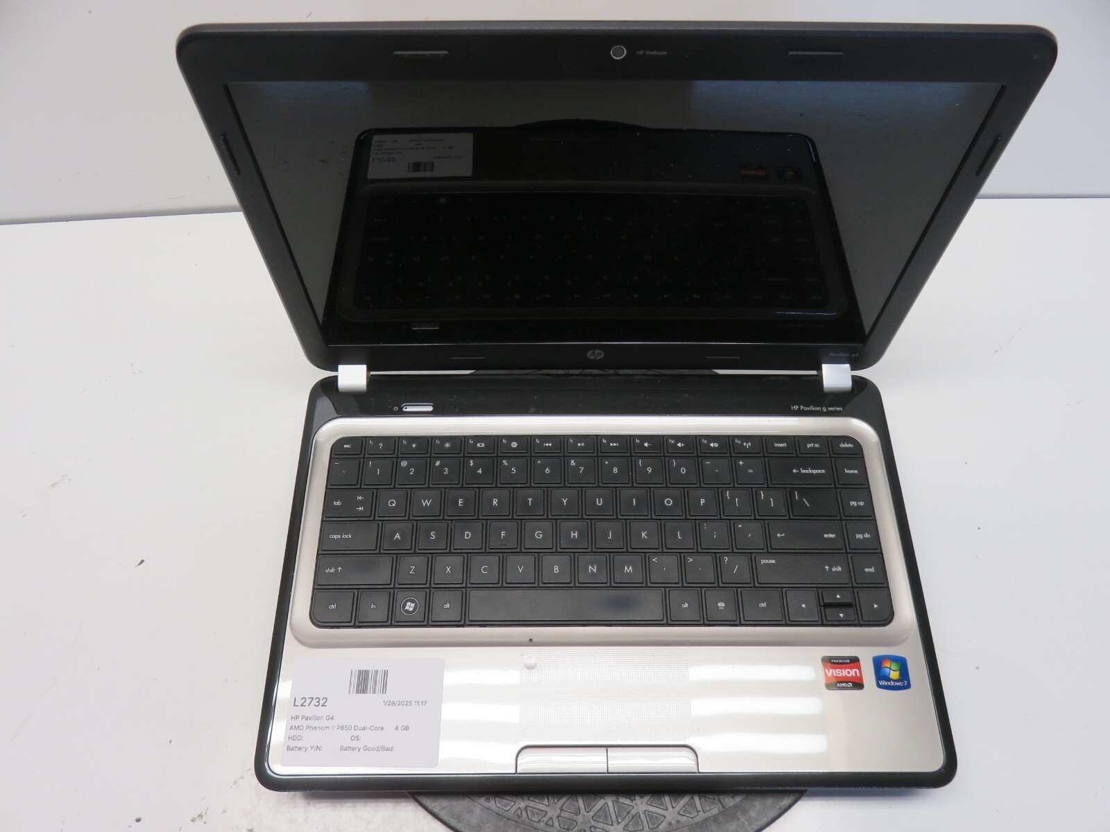 HP Pavilion G4 AMD Phenom II P650 Dual-Core 2600MHz 4 GB NO HDD No Batt