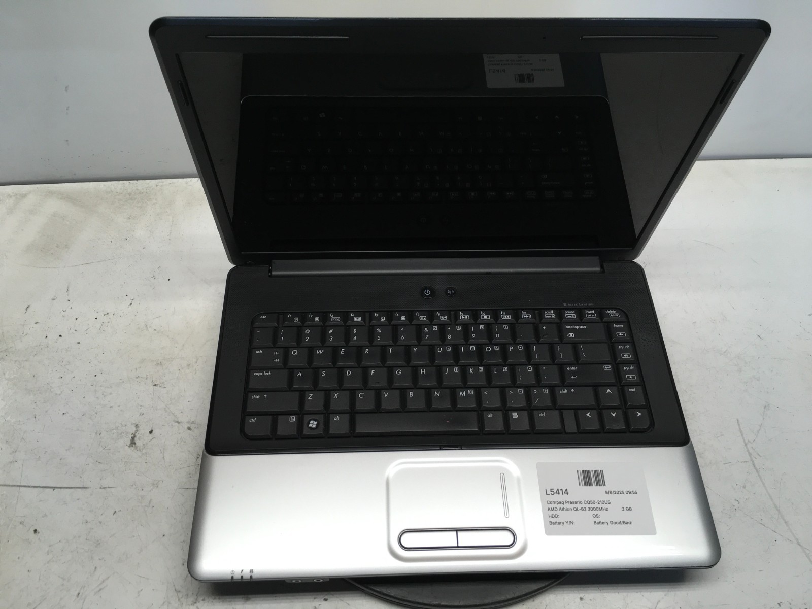 Compaq Presario CQ50-210US AMD Athlon QL-62 2000MHz 2 GB NO HDD/Battery