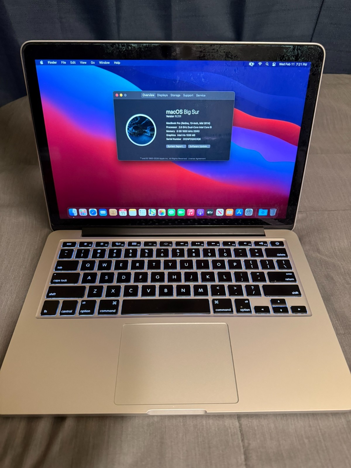 Apple Macbook Pro 13 Retina 2.8 GHz Core i5 8GBRAM 128GB SSD Mid 2014 As Is Read