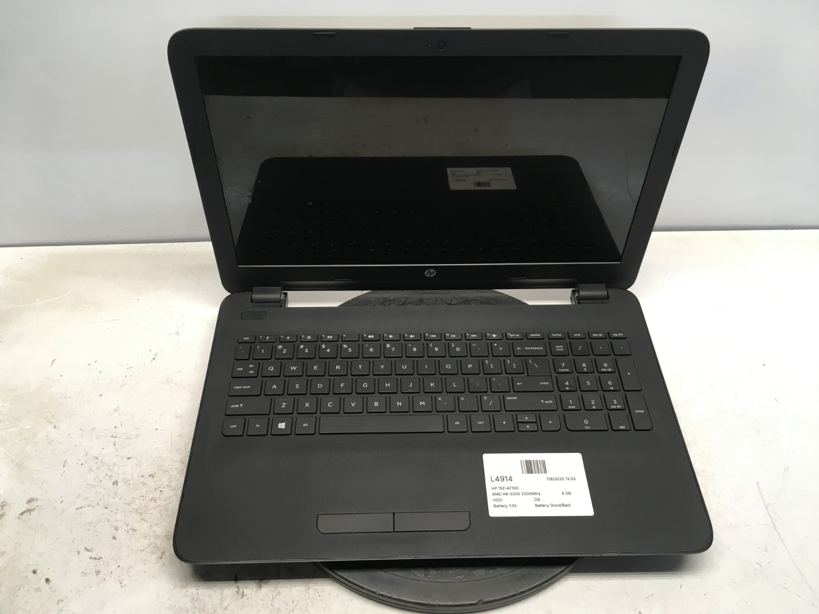 HP 15Z-AF100 AMD A6-5200 2000MHz 4 GB NO HDD