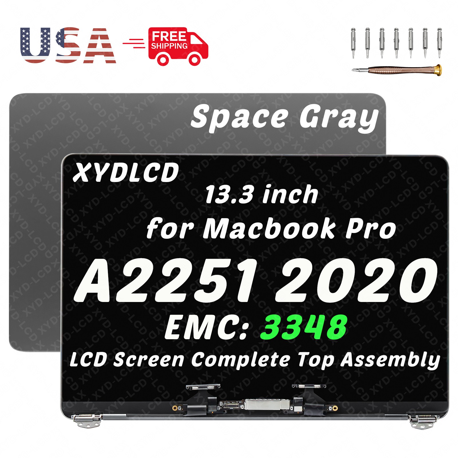 for MacBook Pro 13.3″ A2251 2020 EMC 3348 LCD Screen Display Assembly Space Gray