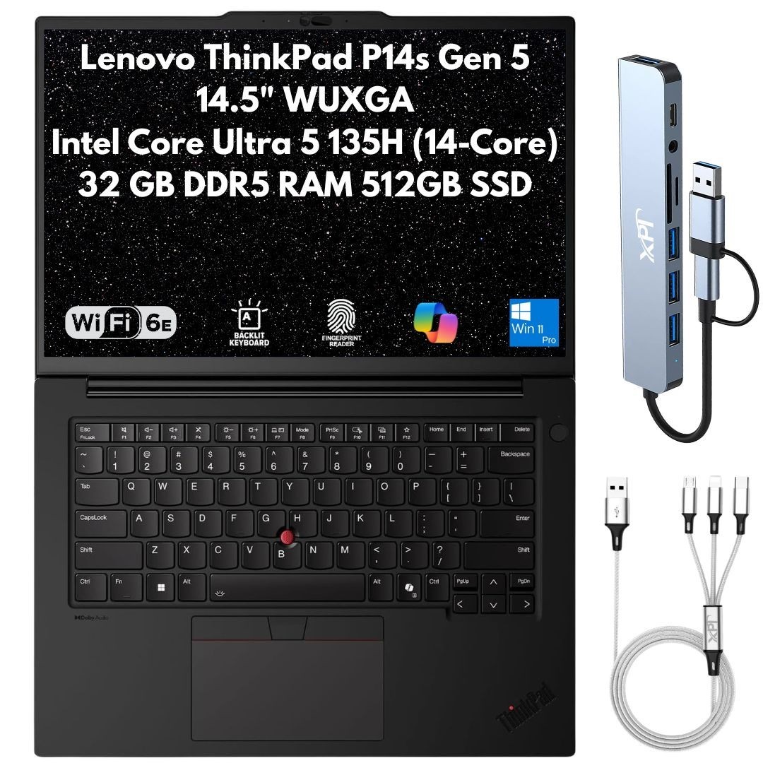 Lenovo ThinkPad P14s Gen 5 14.5″ WUXGA Ultra 5 135H 32GB 512GB SSD IR Cam FPR