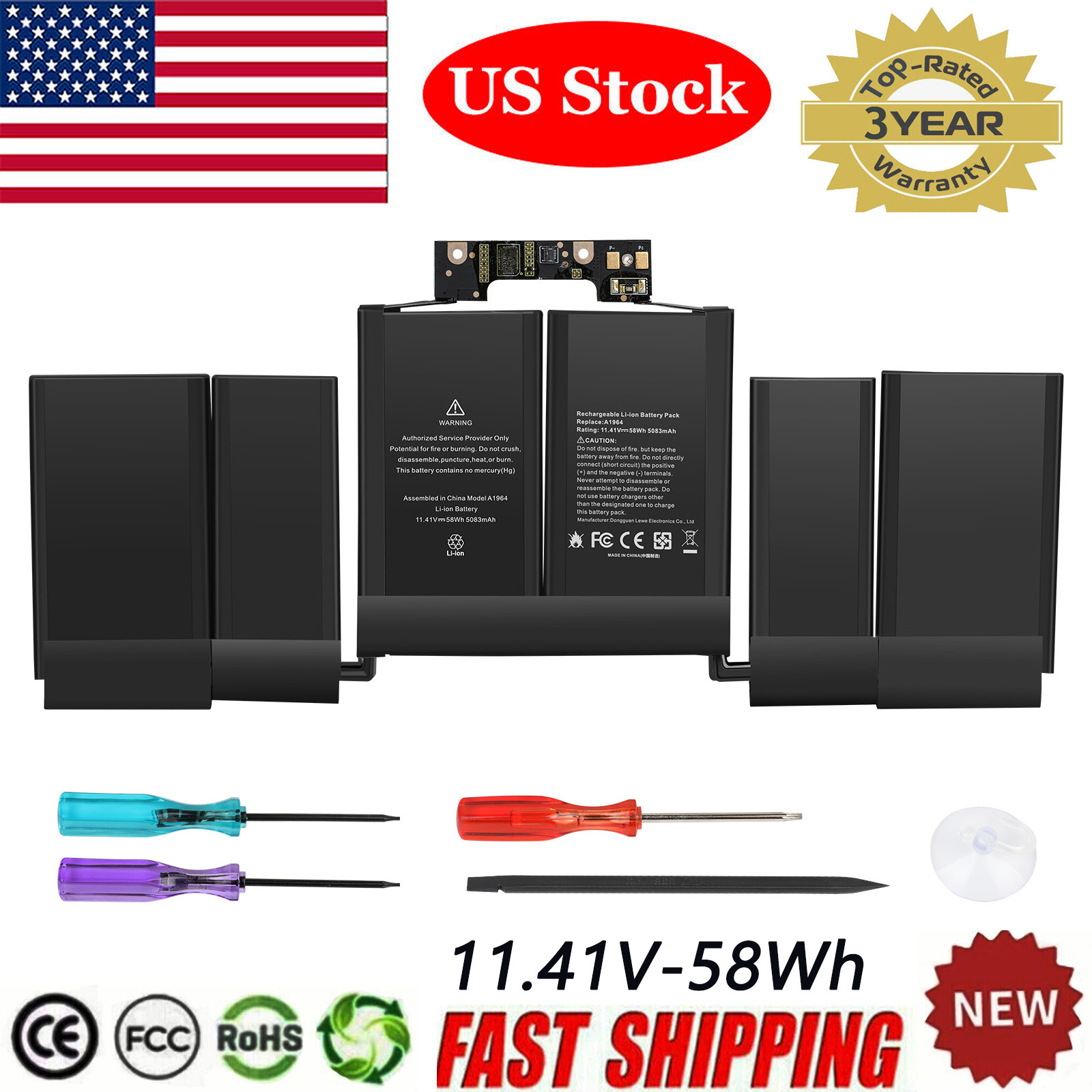 A1964 Battery for Apple Macbook Pro 13 inch A1989 Mid 2018 2019 A2251 2020