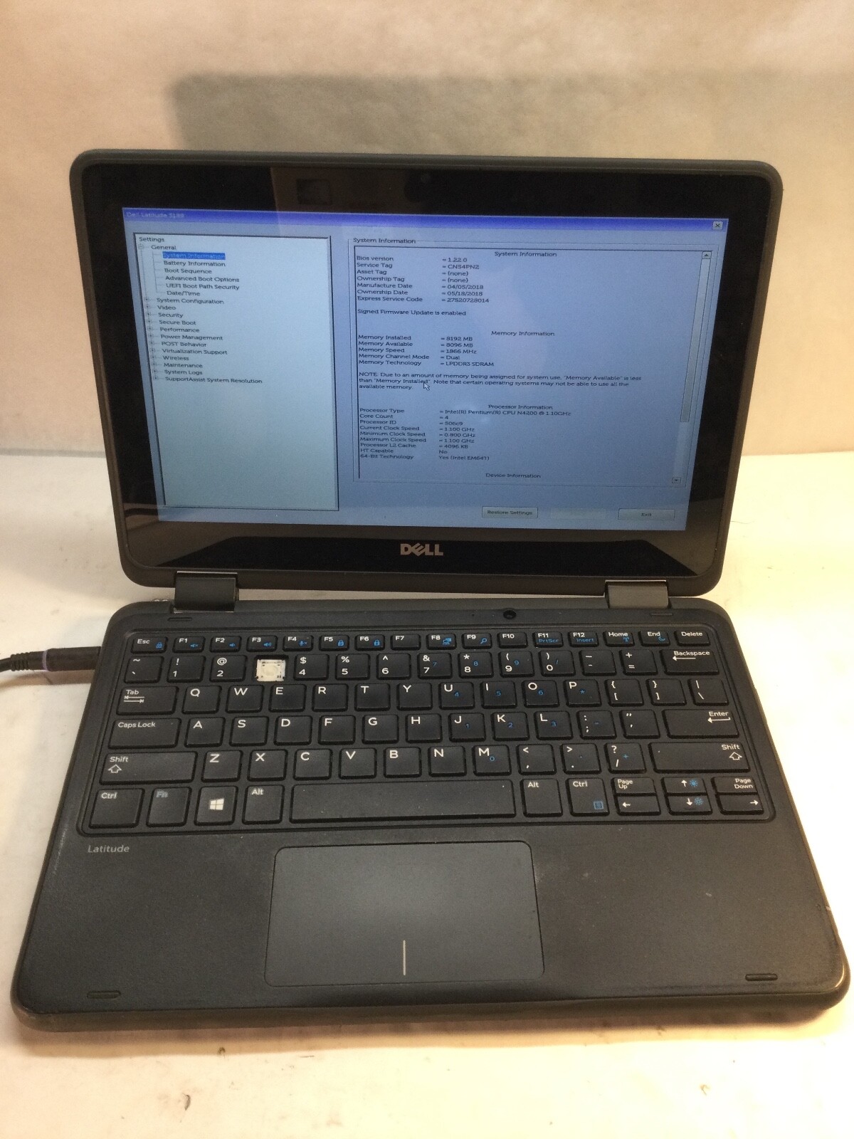 Dell Latitude 3189 13″ Laptop Intel Pentium N4200 -BOOTS/BROKEN HINGE- MZ