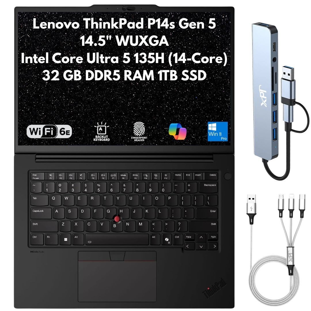 Lenovo ThinkPad P14s Gen 5 14.5″ WUXGA Ultra 5 135H 32GB 1TB SSD IR Cam FPR