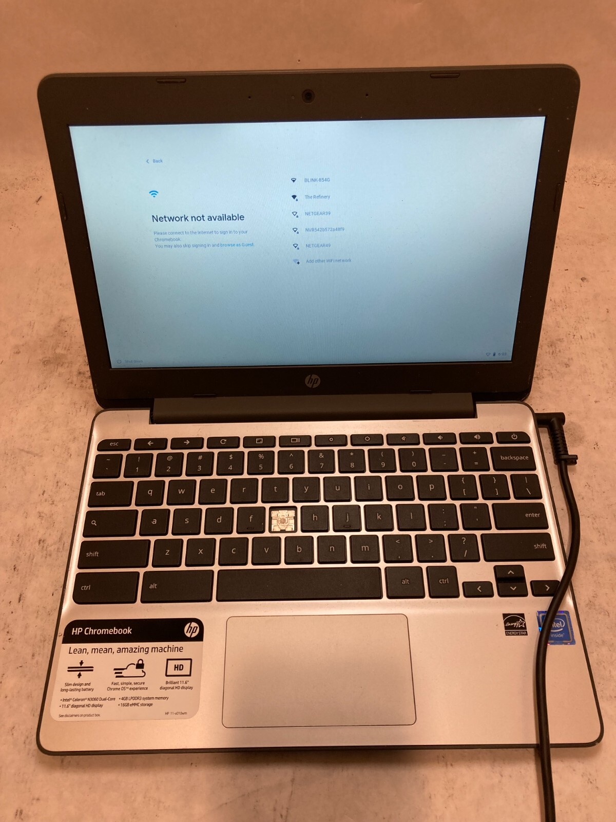 HP Chromebook 11-v010wm Laptop 11″ Intel Celeron READ DESCRIPTION -PP
