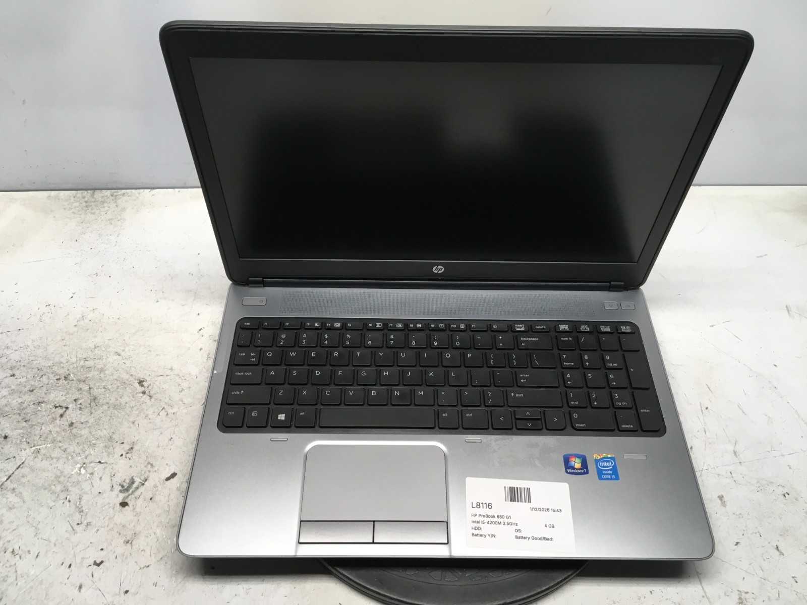 HP ProBook 650 G1 Intel i5-4200M 2.5GHz 4 GB NO HDD – READ