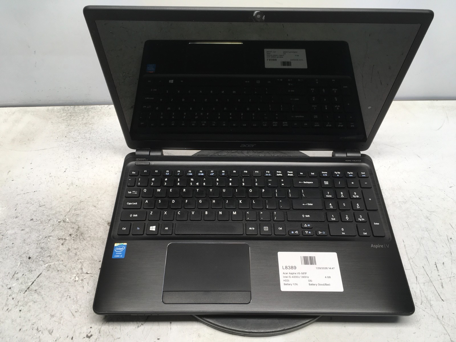 Acer Aspire V5-561P Intel i5-4200U 1.6GHz 4 GB NO HDD