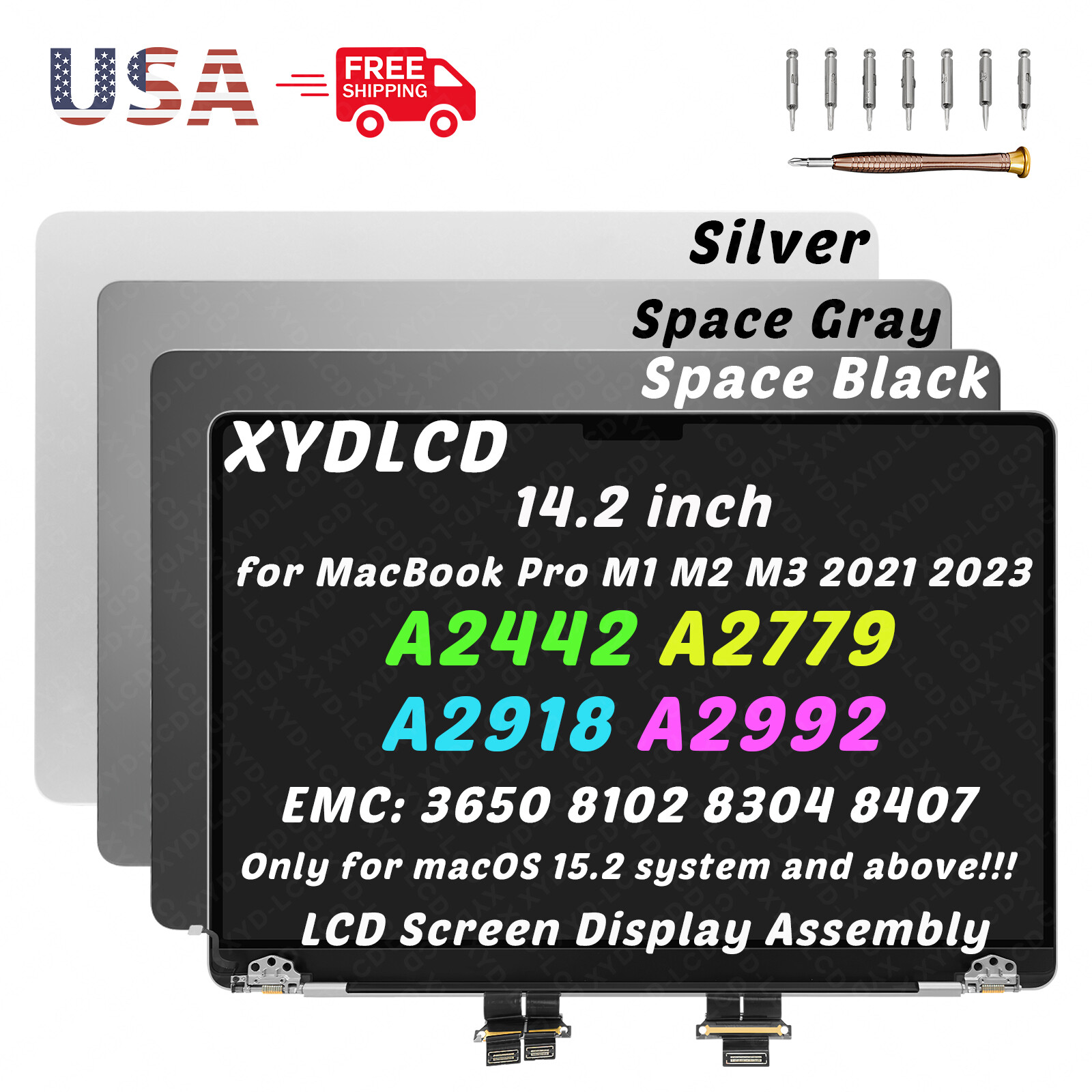 14.2″ for MacBook Pro A2442 A2779 A2918 A2992 LCD Screen Space Black Gray Silver
