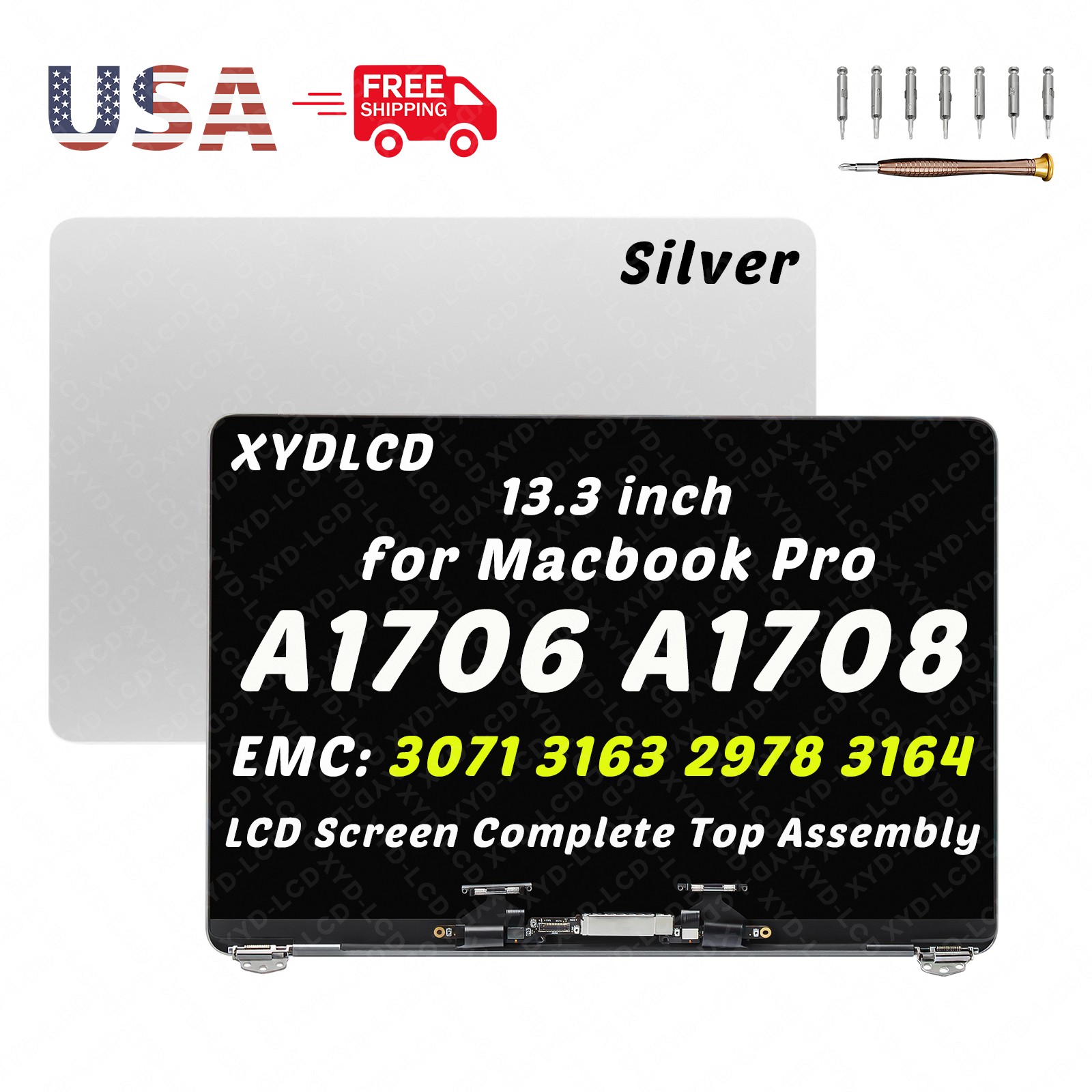 for Apple Macbook Pro 13.3″ A1706 A1708 2016 2017 LCD Screen Assembly Silver A++
