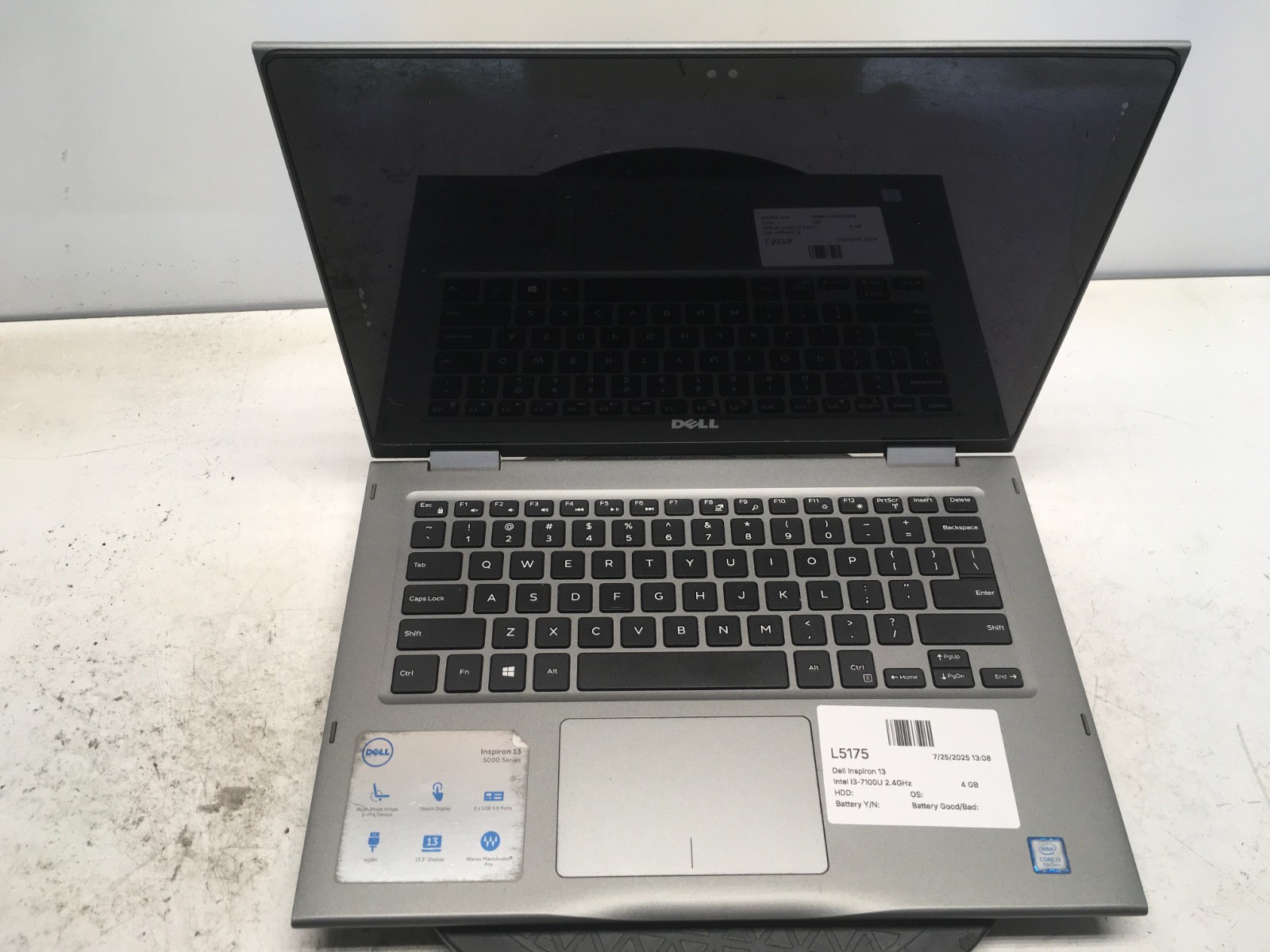 Dell Inspiron 13 Intel i3-7100U 2.4GHz 4 GB NO HDD