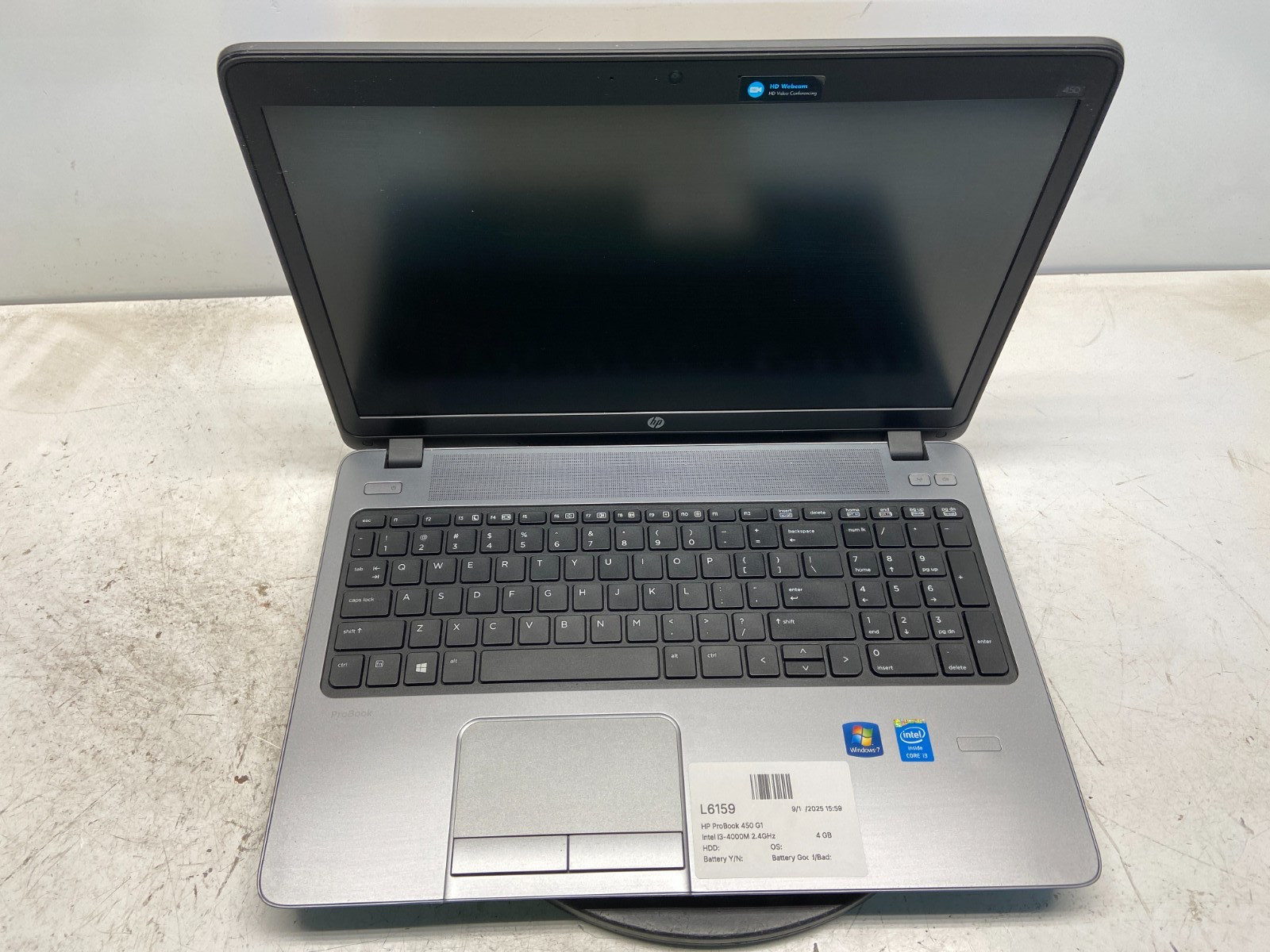 HP ProBook 450 G1 Intel i3-4000M 2.4GHz 4 GB NO HDD