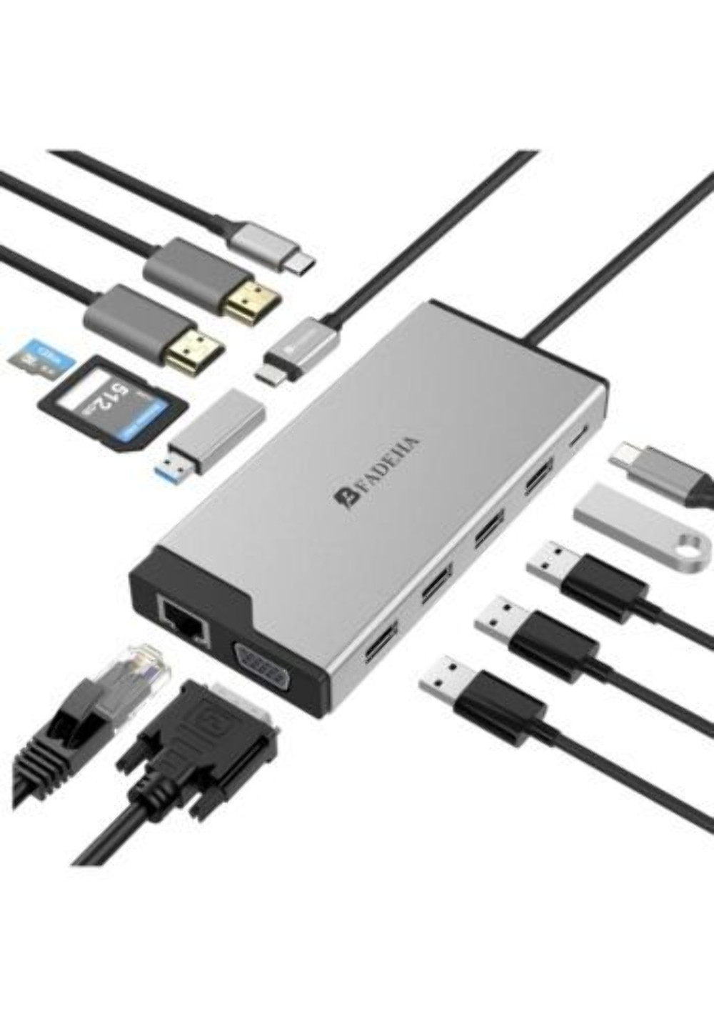 Bfadeha DV3 USB-C 12-in-1 Triple Display Full HD Mini Docking Station