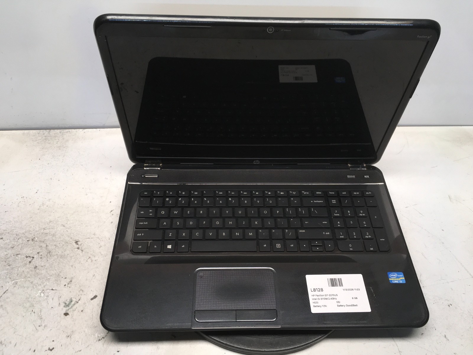 HP Pavilion G7-2270US Intel i3-3110M 2.4GHz 6 GB NO HDD