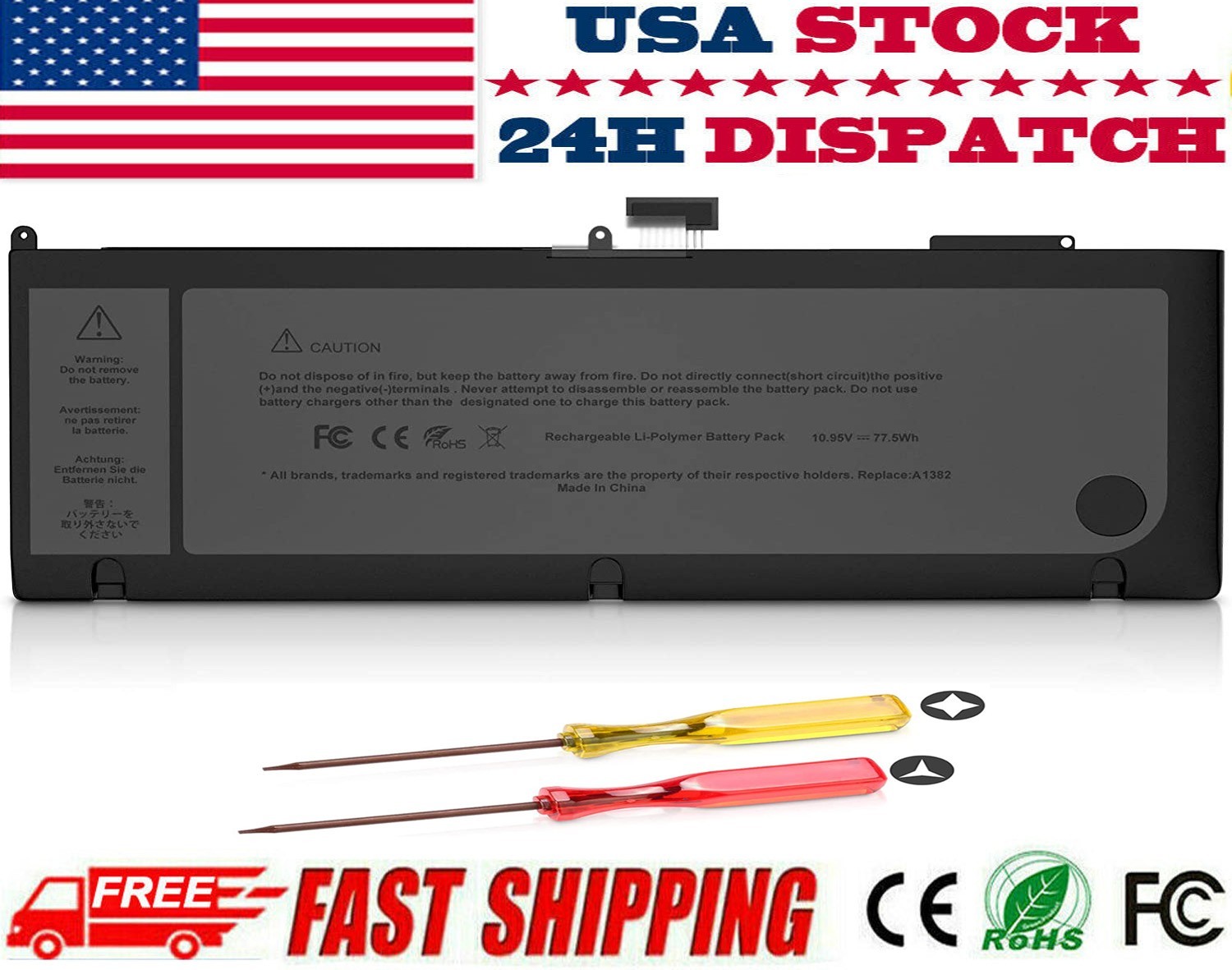 A1382 A1286 Battery for Apple MacBook Pro Unibody 15 inch 2011 2012 2009 2010