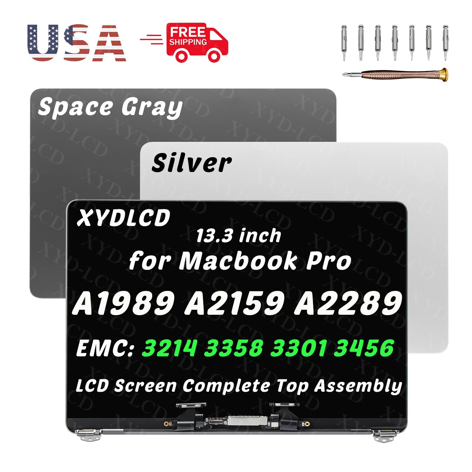 for Apple Macbook Pro 13.3″ A1989 2019 True Tone LCD Screen Assembly Silver Gray