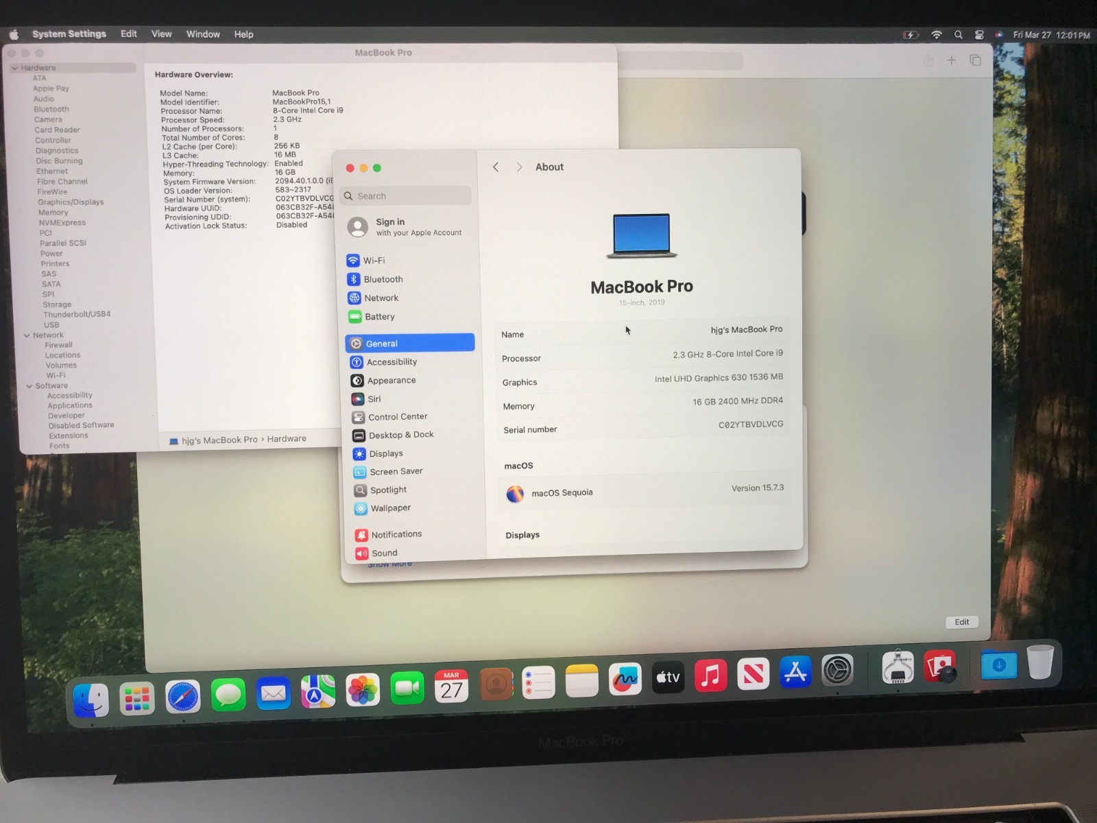 Apple MacBook Pro 15″ A1990 2019 I9 2.30GHz 16GB 512GB Gray Bad Screen #513