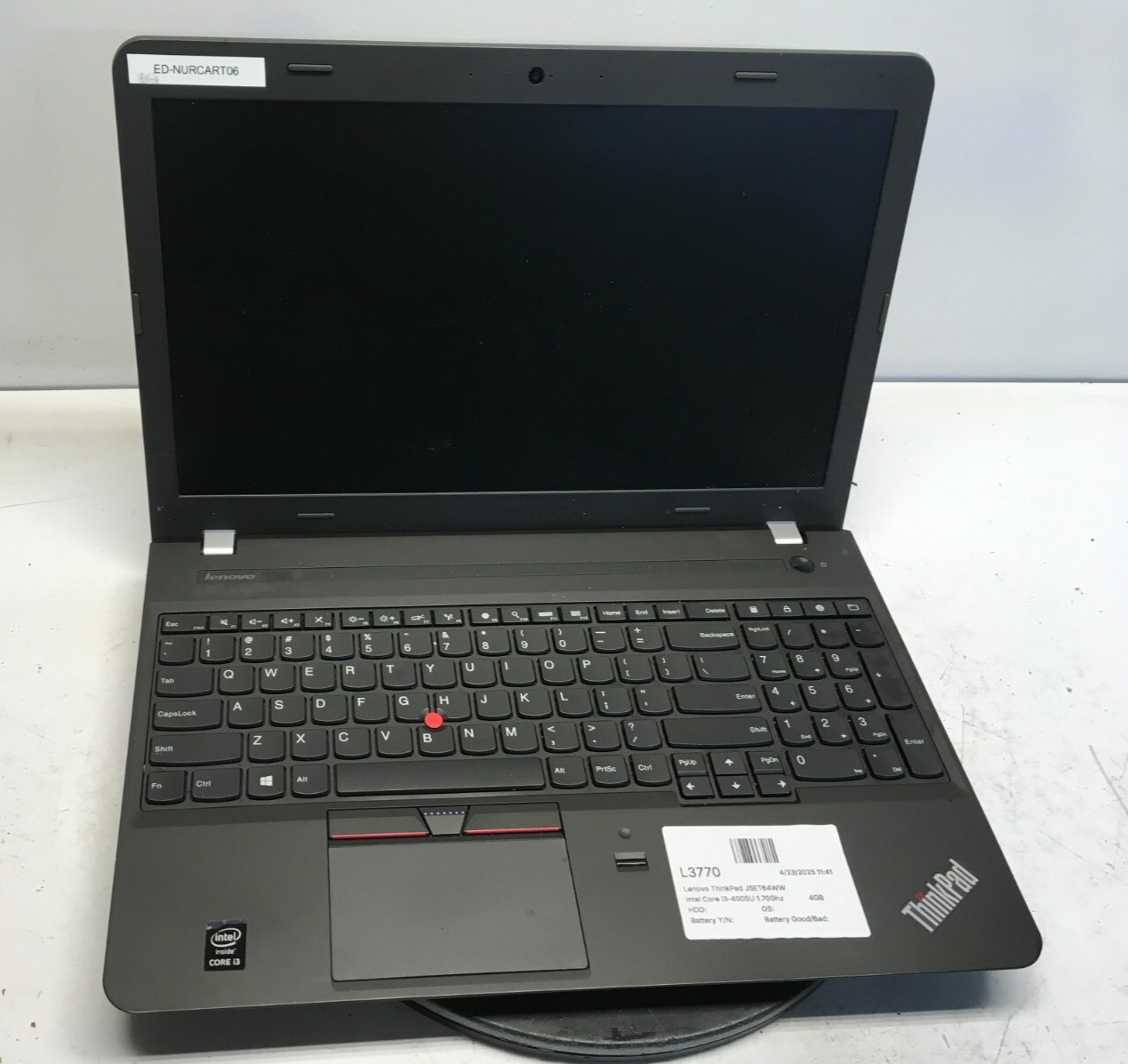 Lenovo ThinkPad G50-80 Intel Core i3-4005U 1.70Ghz 4GB NO HDD