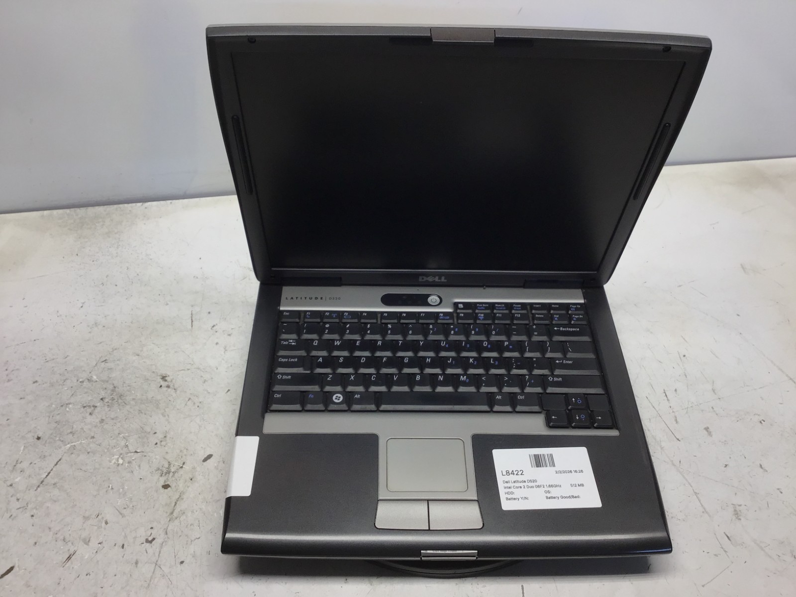 Dell Latitude D520 Intel Core 2 Duo 06F2 1.66GHz 512 MB NO HDD Dim Screen