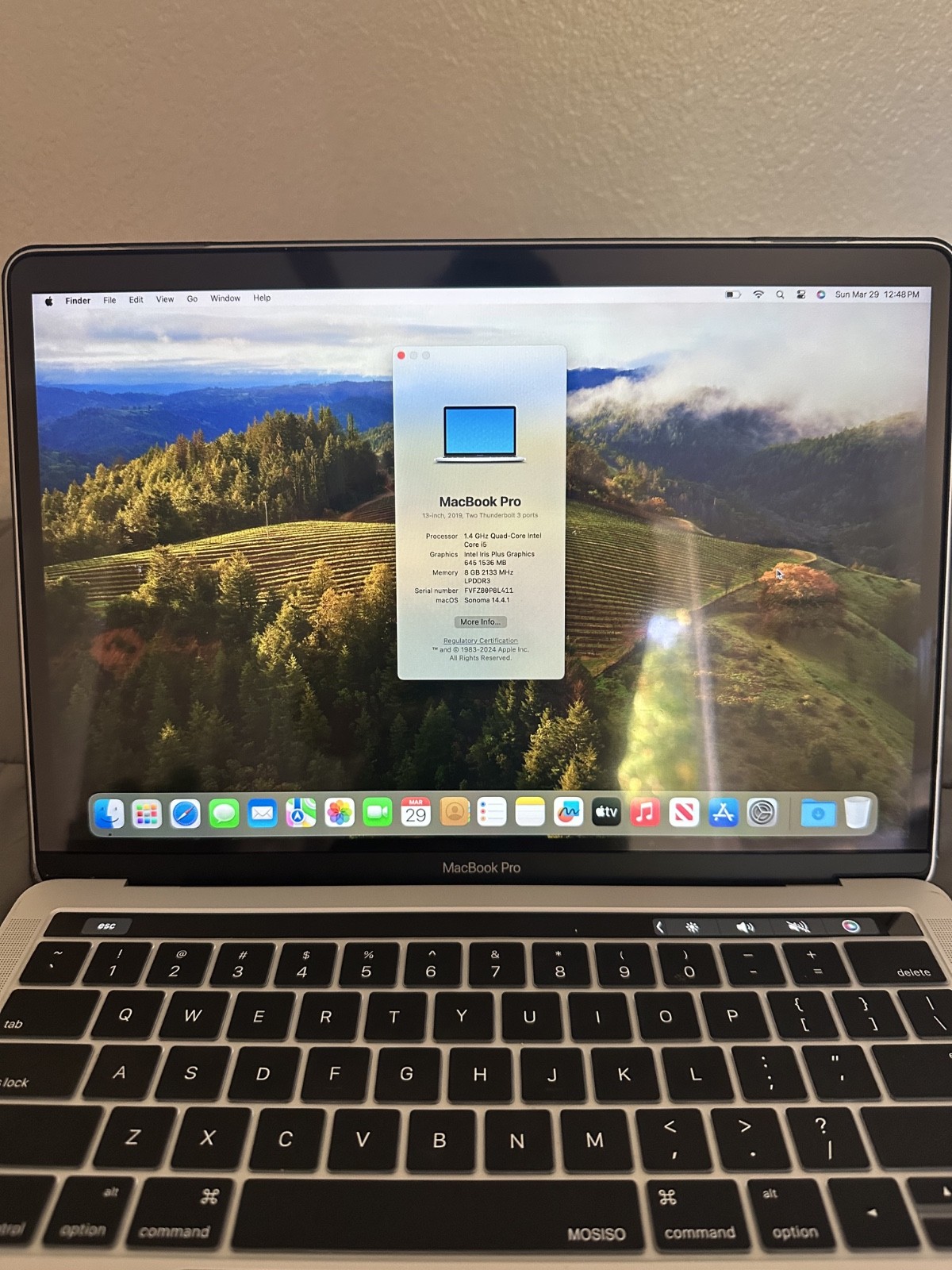 Apple MacBook Pro 2019 13″ A2159 i5-8257U 1.4GHz 8GB 128GB SSD Silver READ