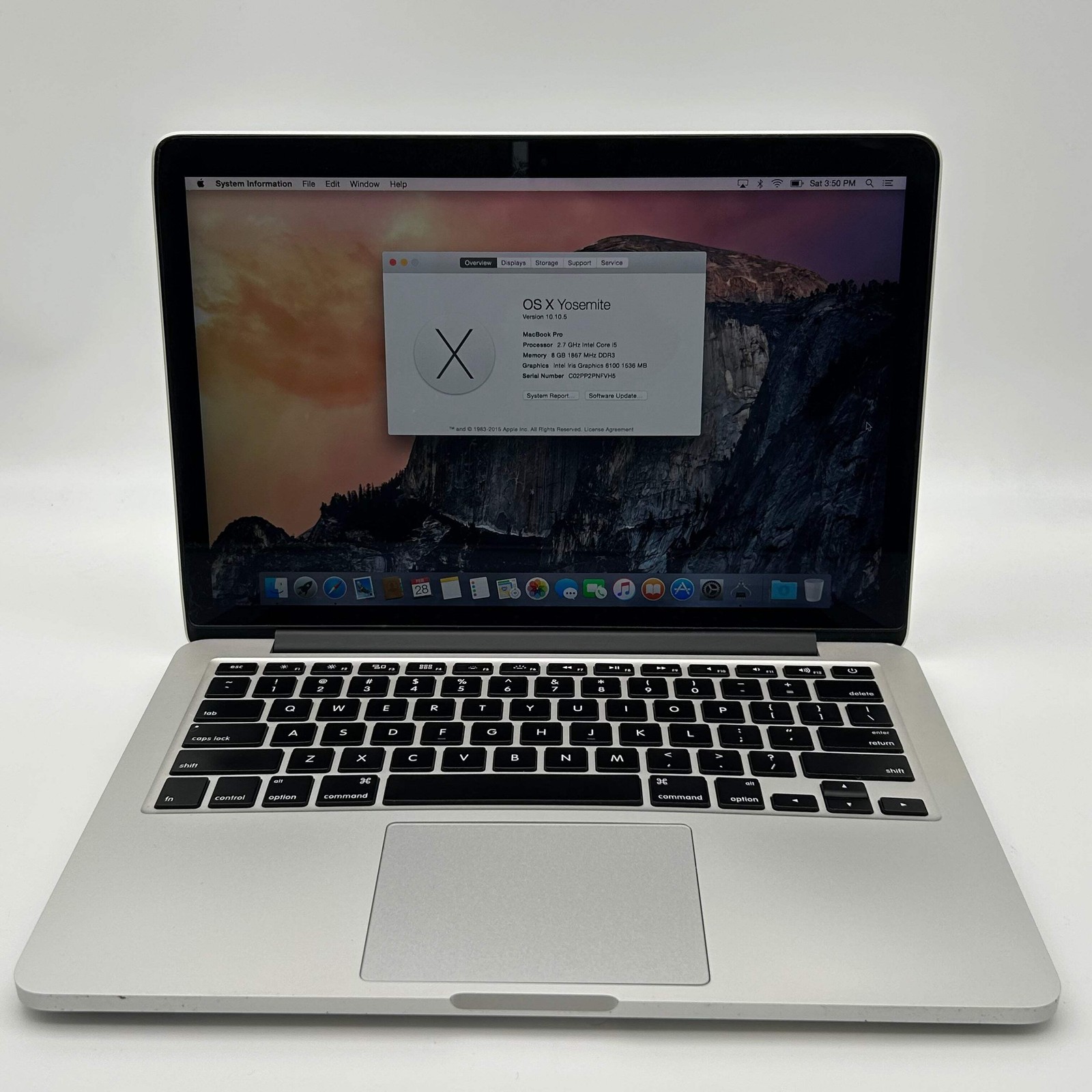 Apple MacBook Pro 13-inch A1502 8GB RAM 256GB SSD Silver – Used