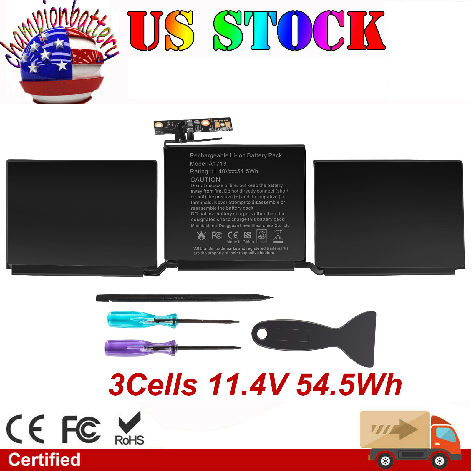A1708 Battery for Apple MacBook Pro 13 A1713 Late 2016 Mid 2017 EMC 2978 3164