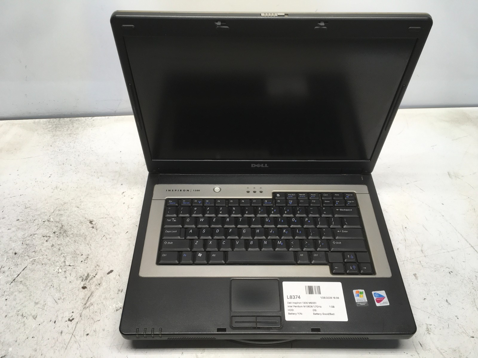 Dell Inspiron 1300 ME051 Intel Pentium M 06D8 1.7GHz 1 GB NO HDD