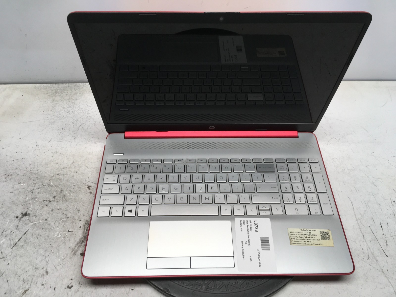 HP 15-DW0 Intel Pentium Silver N5030 1.1GHz 4 GB NO HDD