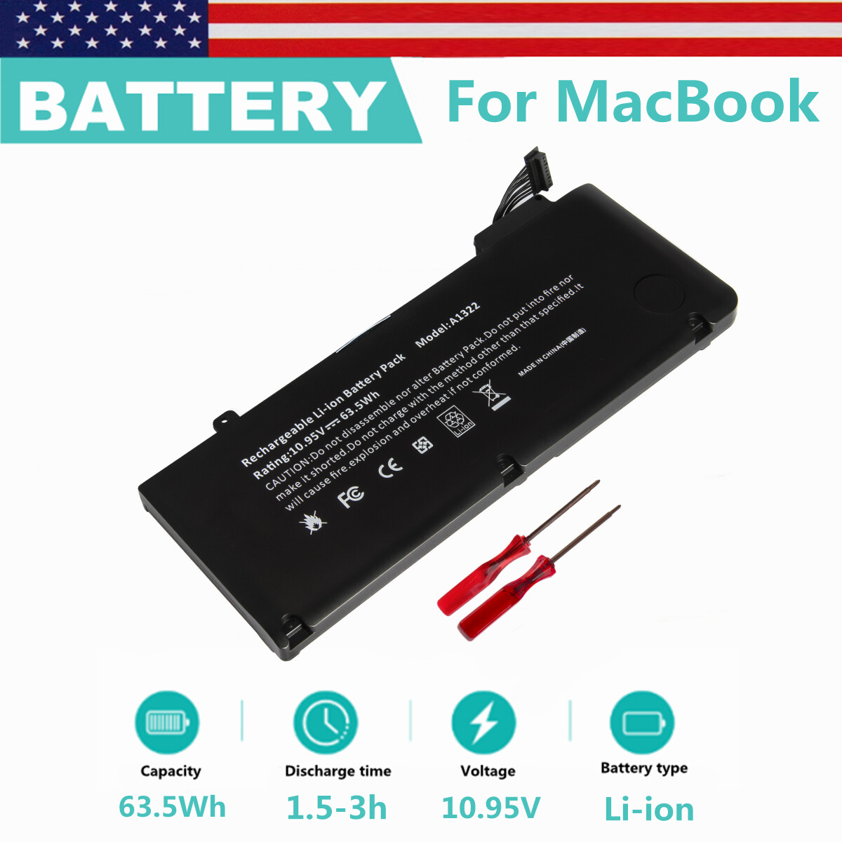 A1322 Battery For Apple MacBook Pro 13″ A1278 Mid 2009 2010 2011 2012/Charger