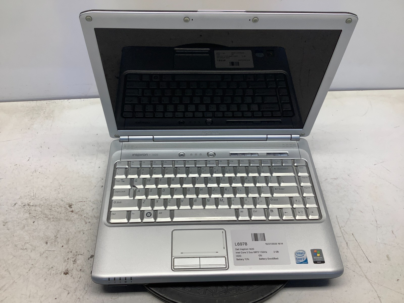 Dell Inspiron 1420 Intel Core 2 Duo 06FD 1.5GHz 2 GB NO HDD